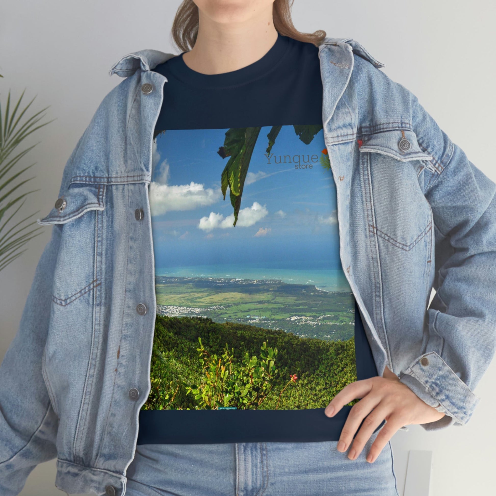 AU Print - Giladan 5000 - Unisex Heavy Cotton Tee - View from 3K feet in El Yunque Rainforest peak - Puerto Rico - Green Forest Home