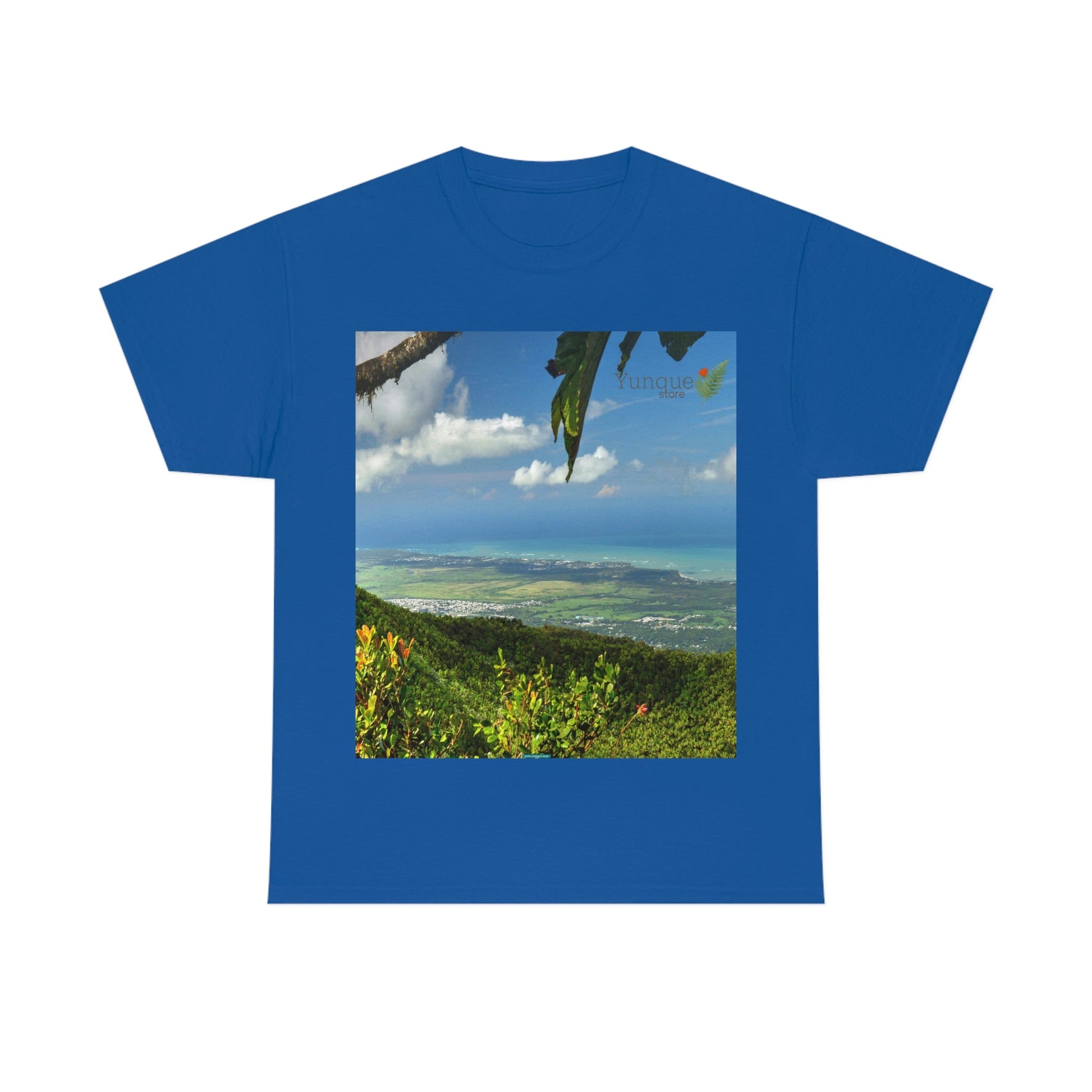 AU Print - Giladan 5000 - Unisex Heavy Cotton Tee - View from 3K feet in El Yunque Rainforest peak - Puerto Rico - Green Forest Home