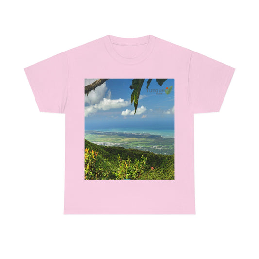 AU Print - Giladan 5000 - Unisex Heavy Cotton Tee - View from 3K feet in El Yunque Rainforest peak - Puerto Rico - Green Forest Home