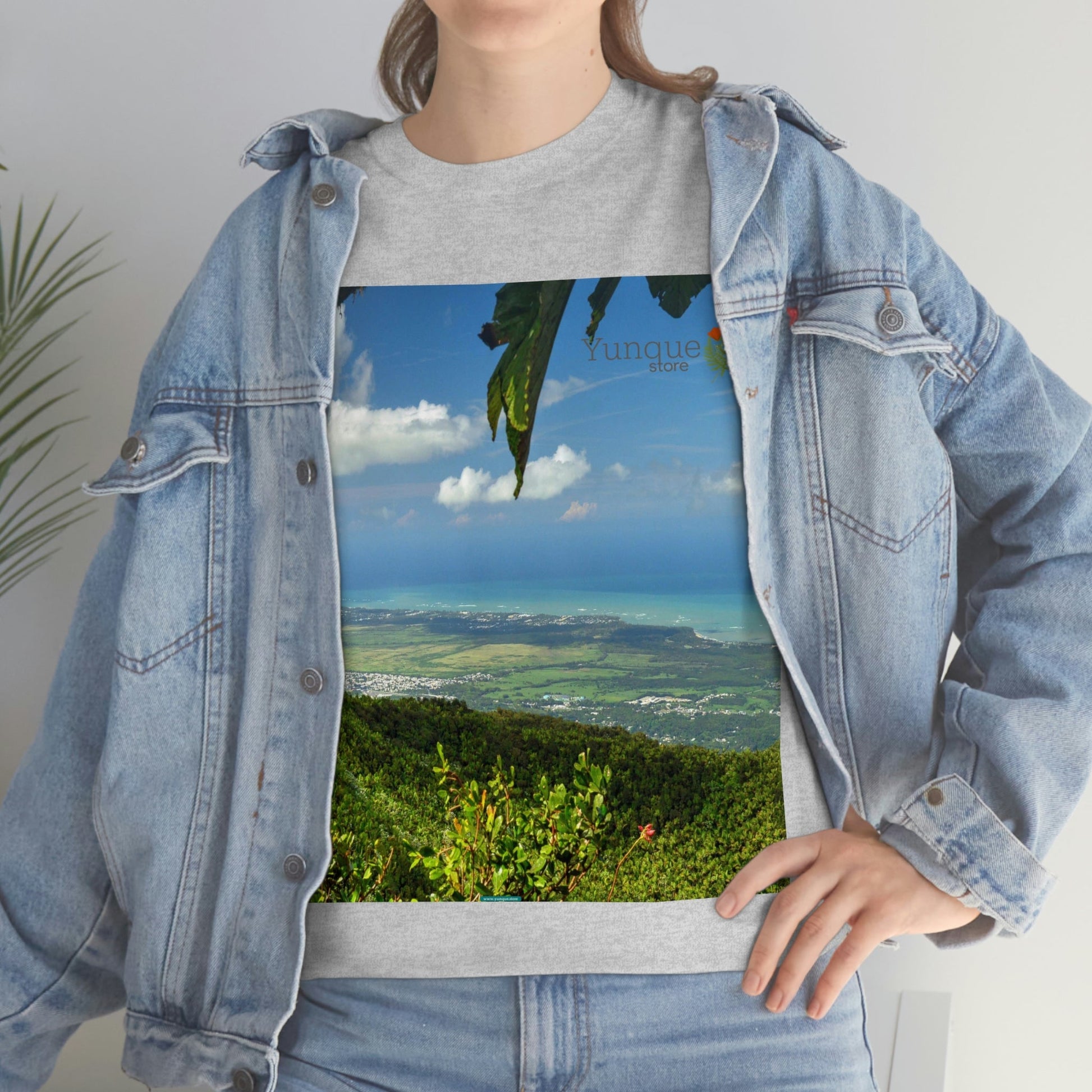 AU Print - Giladan 5000 - Unisex Heavy Cotton Tee - View from 3K feet in El Yunque Rainforest peak - Puerto Rico - Green Forest Home