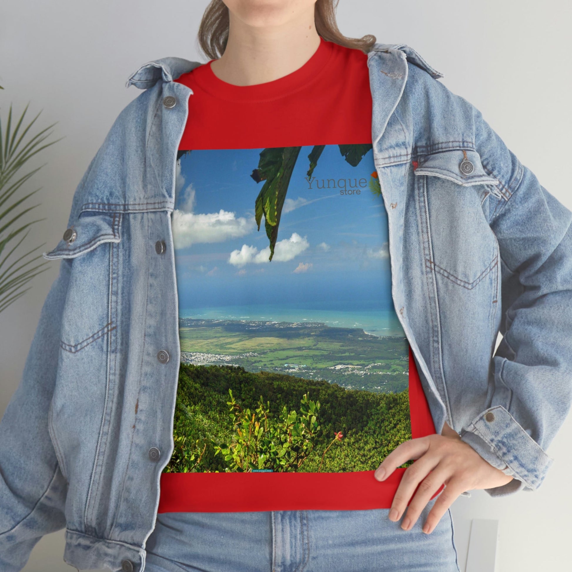 AU Print - Giladan 5000 - Unisex Heavy Cotton Tee - View from 3K feet in El Yunque Rainforest peak - Puerto Rico - Green Forest Home