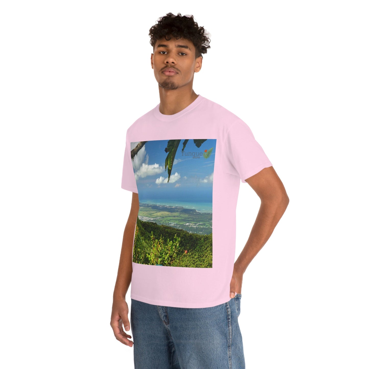 AU Print - Giladan 5000 - Unisex Heavy Cotton Tee - View from 3K feet in El Yunque Rainforest peak - Puerto Rico - Green Forest Home