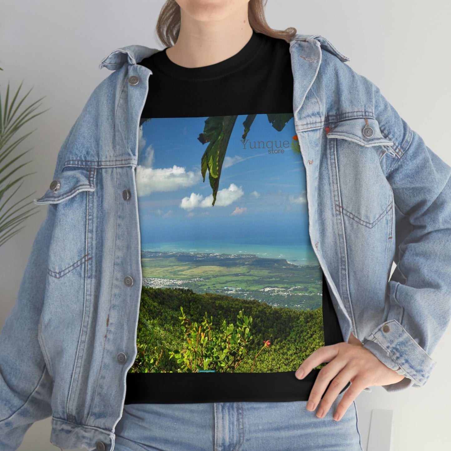 AU Print - Giladan 5000 - Unisex Heavy Cotton Tee - View from 3K feet in El Yunque Rainforest peak - Puerto Rico - Green Forest Home