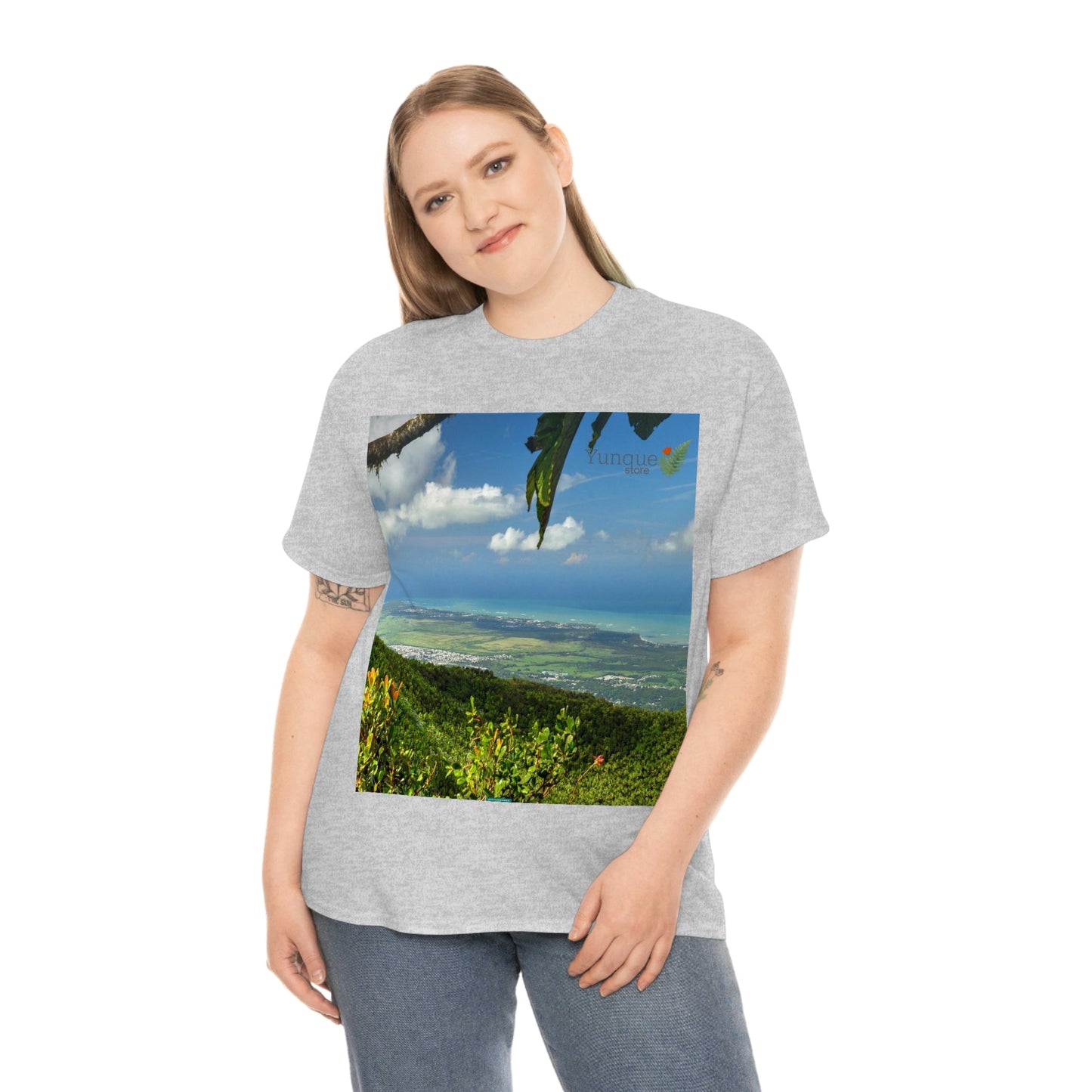 AU Print - Giladan 5000 - Unisex Heavy Cotton Tee - View from 3K feet in El Yunque Rainforest peak - Puerto Rico - Green Forest Home