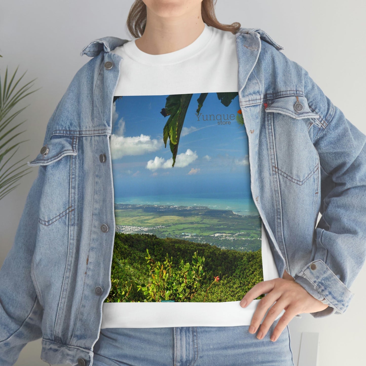 AU Print - Giladan 5000 - Unisex Heavy Cotton Tee - View from 3K feet in El Yunque Rainforest peak - Puerto Rico - Green Forest Home