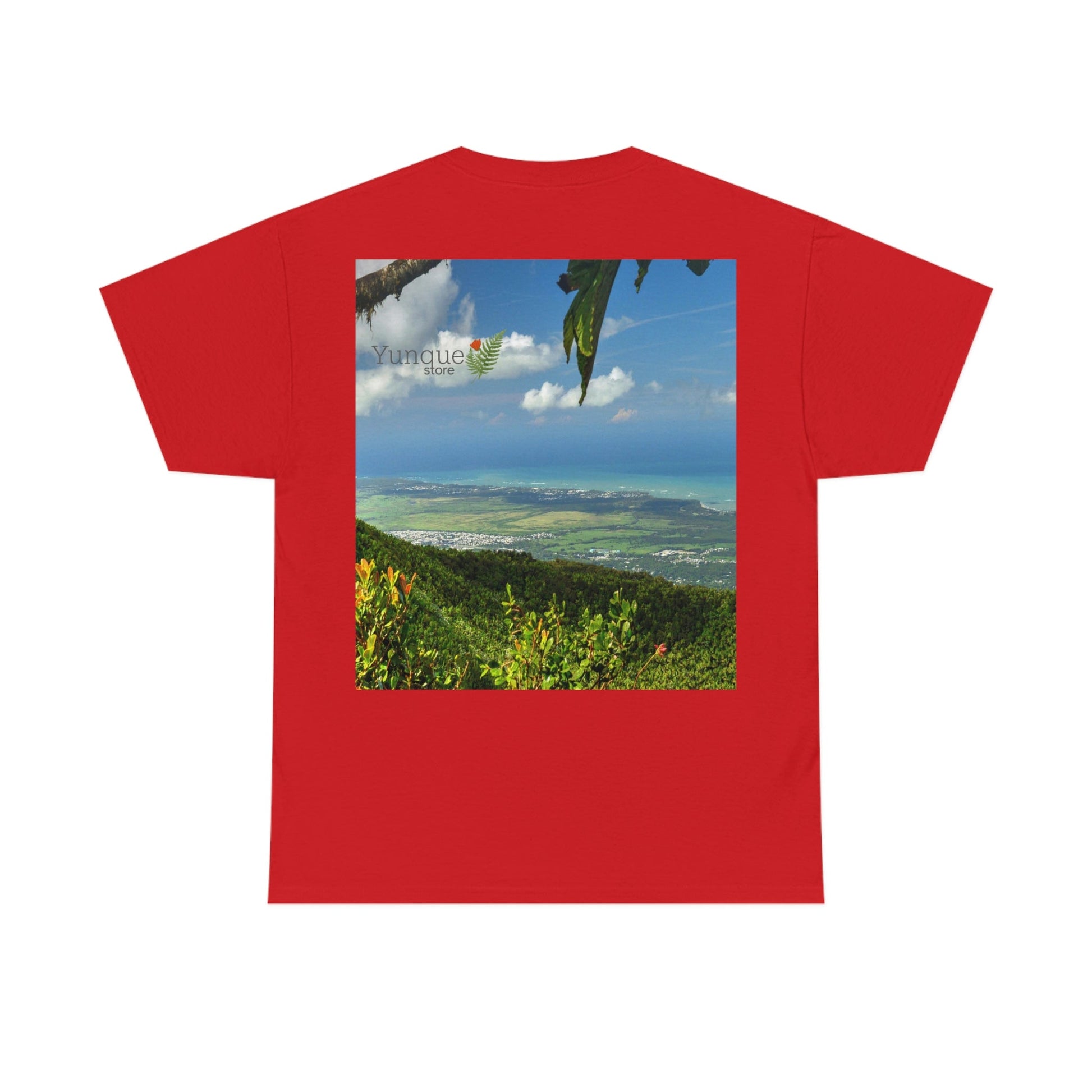 AU Print - Giladan 5000 - Unisex Heavy Cotton Tee - View from 3K feet in El Yunque Rainforest peak - Puerto Rico - Green Forest Home