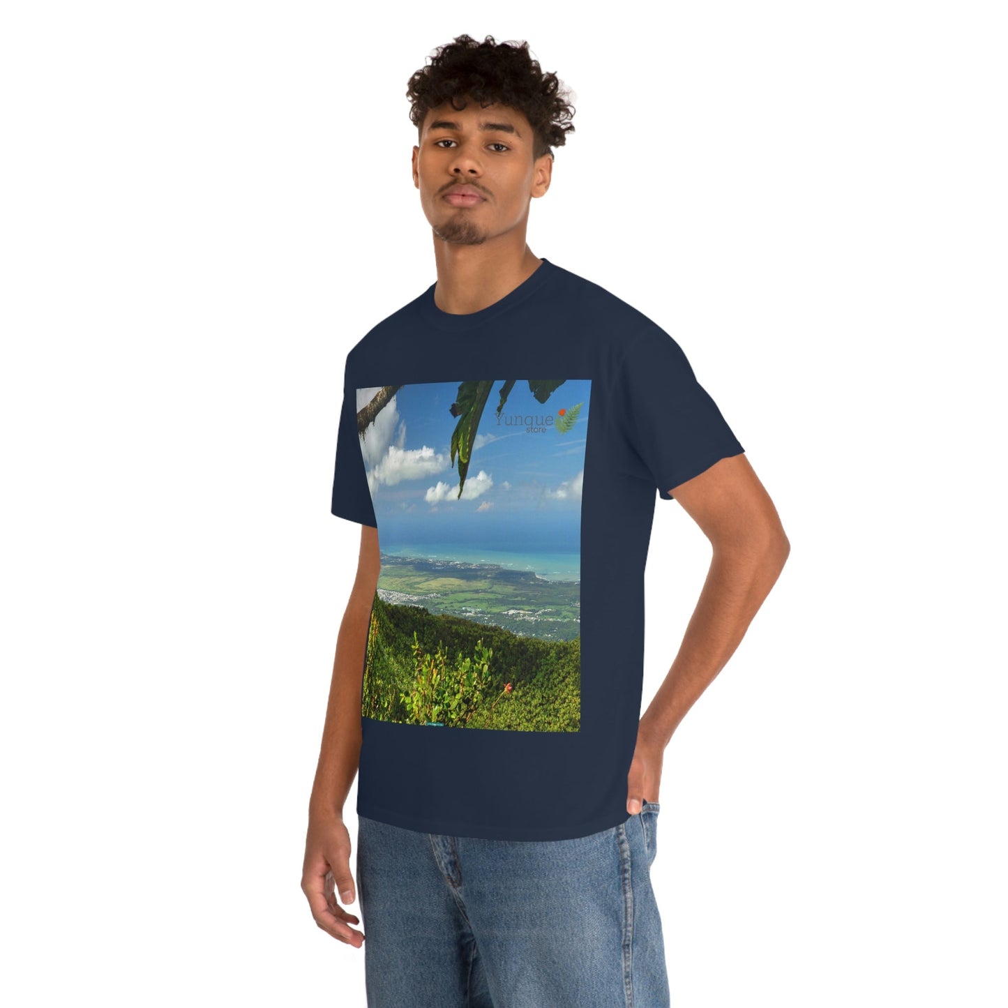 AU Print - Giladan 5000 - Unisex Heavy Cotton Tee - View from 3K feet in El Yunque Rainforest peak - Puerto Rico - Green Forest Home