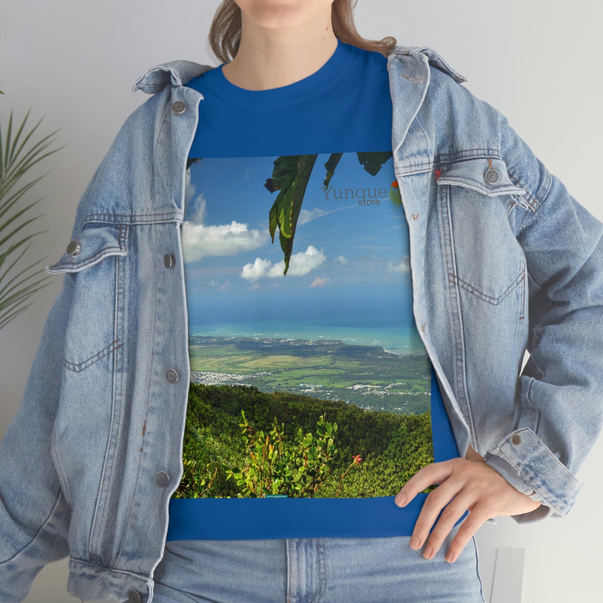 AU Print - Giladan 5000 - Unisex Heavy Cotton Tee - View from 3K feet in El Yunque Rainforest peak - Puerto Rico - Green Forest Home