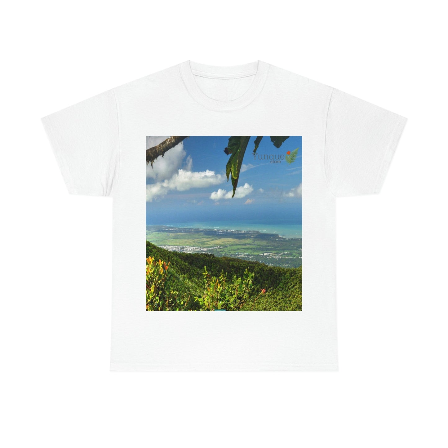 AU Print - Giladan 5000 - Unisex Heavy Cotton Tee - View from 3K feet in El Yunque Rainforest peak - Puerto Rico - Green Forest Home