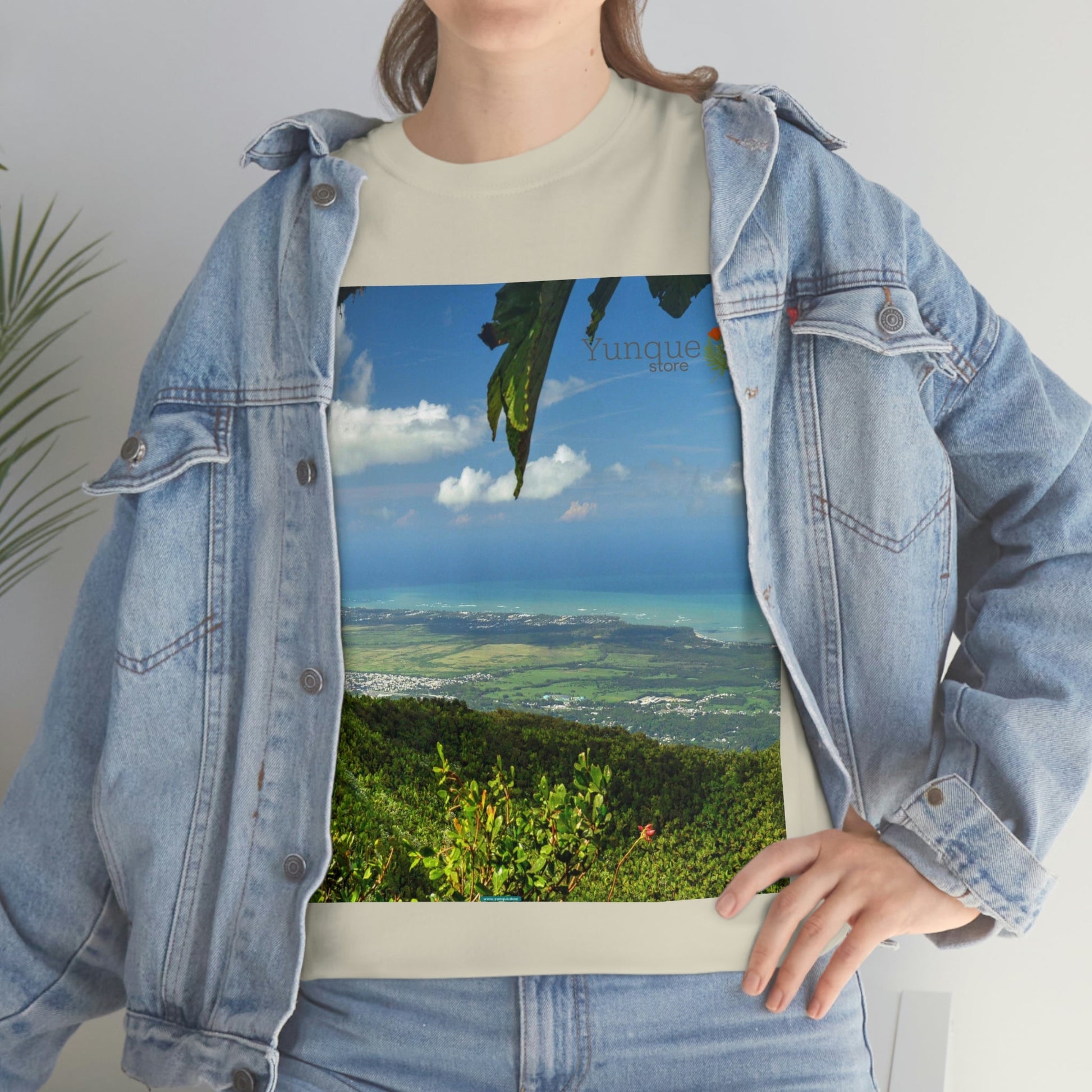 AU Print - Giladan 5000 - Unisex Heavy Cotton Tee - View from 3K feet in El Yunque Rainforest peak - Puerto Rico - Green Forest Home