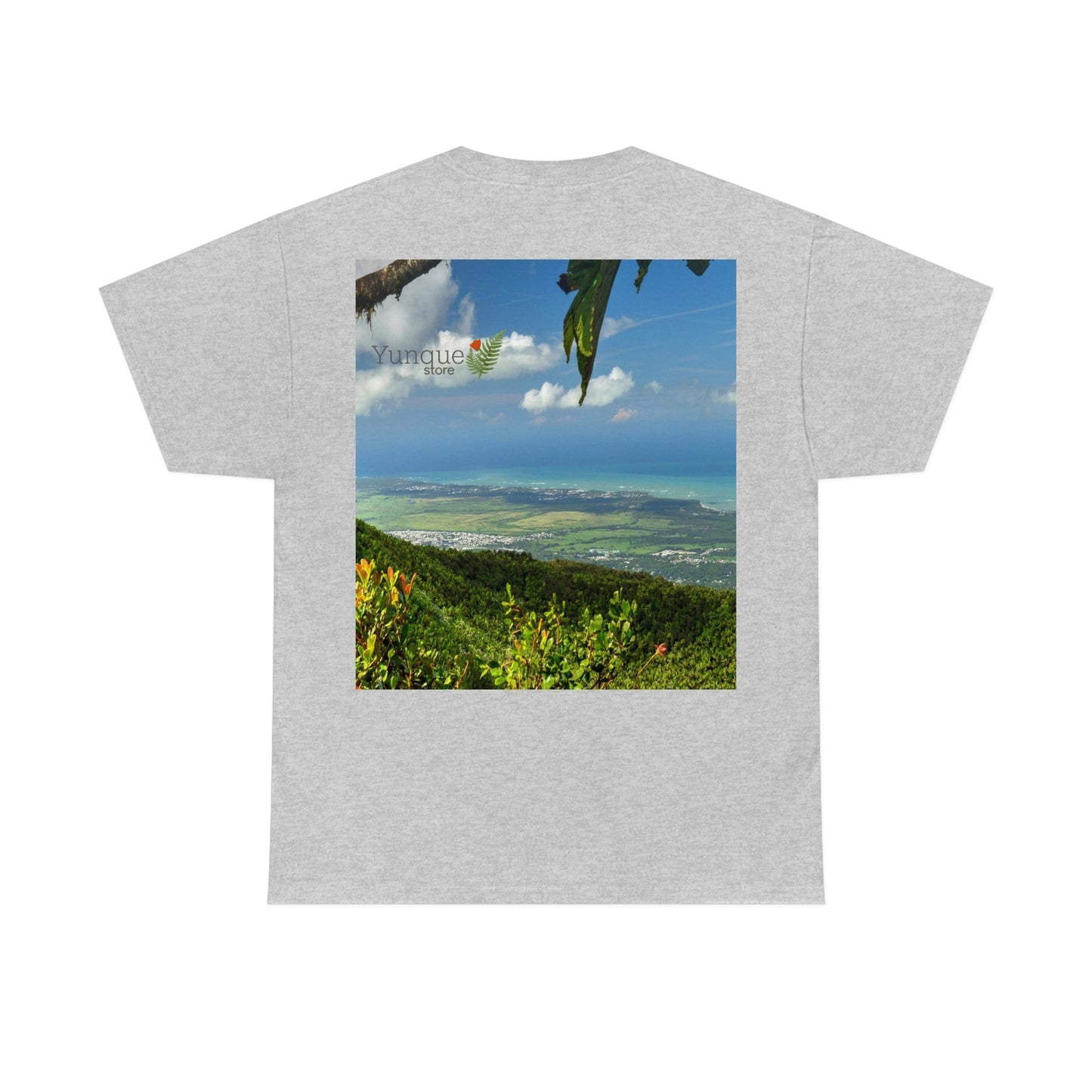 AU Print - Giladan 5000 - Unisex Heavy Cotton Tee - View from 3K feet in El Yunque Rainforest peak - Puerto Rico - Green Forest Home