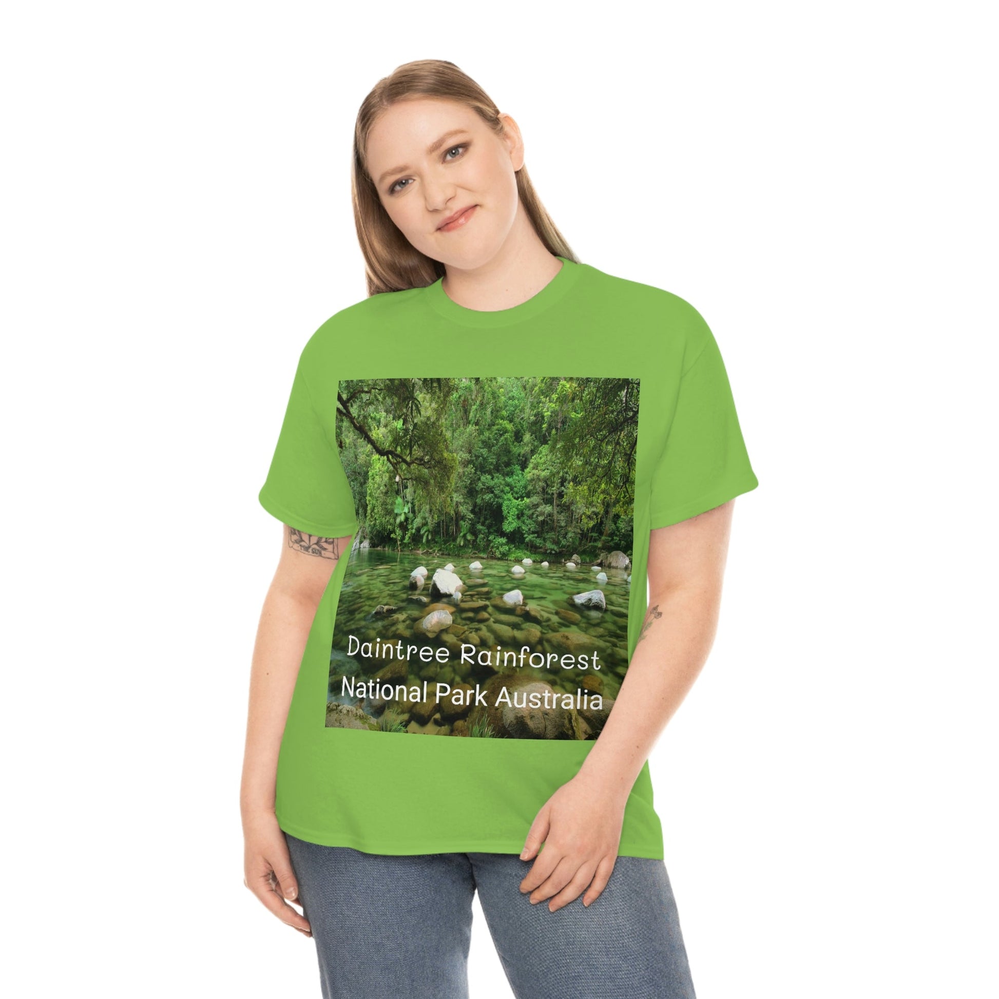 AU-PRINT UNISEX GILDAN 5000 - Heavy Cotton Tee - DAINTREE RAINFOREST National Park - Australia - Printed in AU by The Print Bar - Green Forest Home