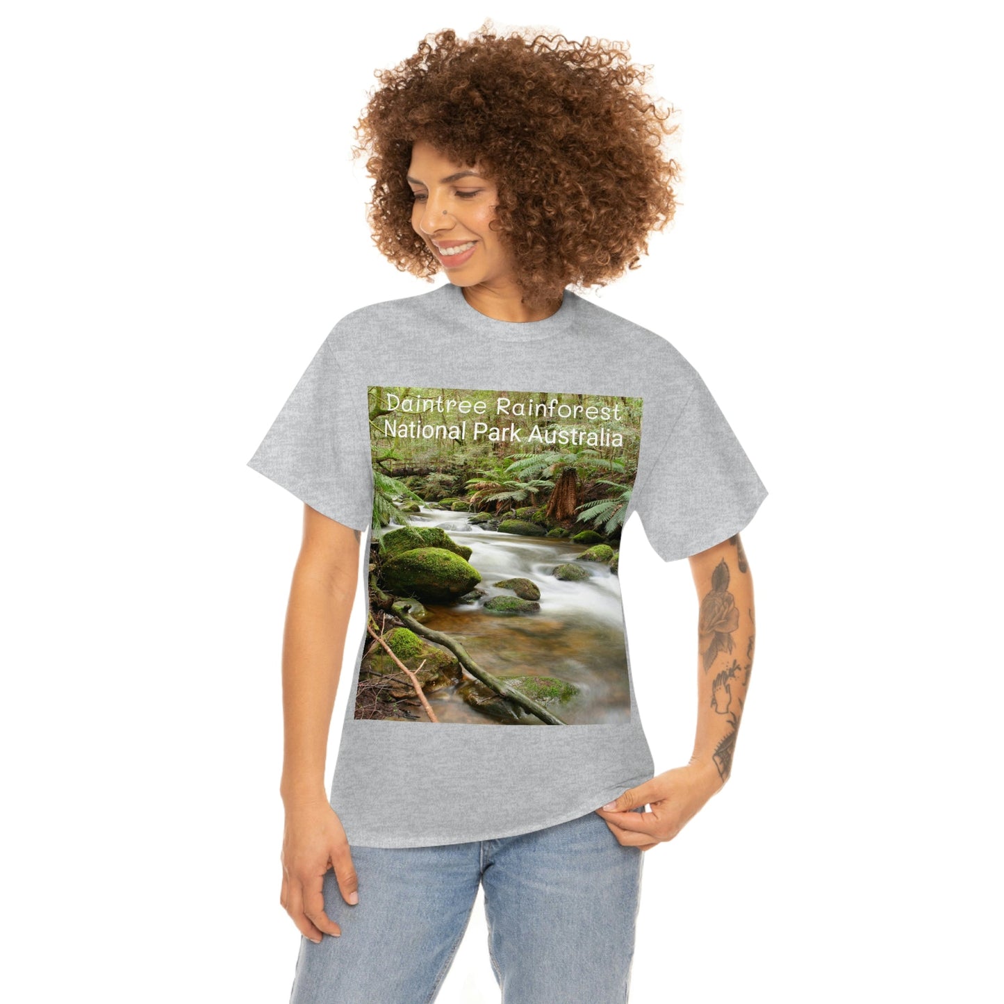 AU-PRINT UNISEX GILDAN 5000 - Heavy Cotton Tee - DAINTREE RAINFOREST National Park - Australia - Printed in AU by The Print Bar - Green Forest Home