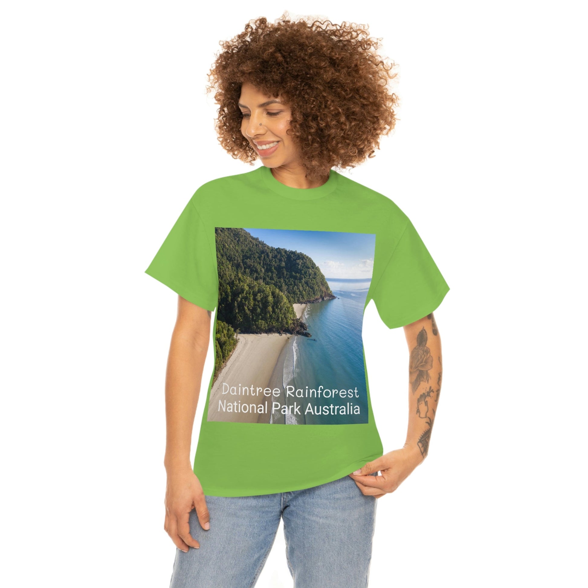 AU-PRINT UNISEX GILDAN 5000 - Heavy Cotton Tee - DAINTREE RAINFOREST National Park - Australia - Printed in AU by The Print Bar - Green Forest Home