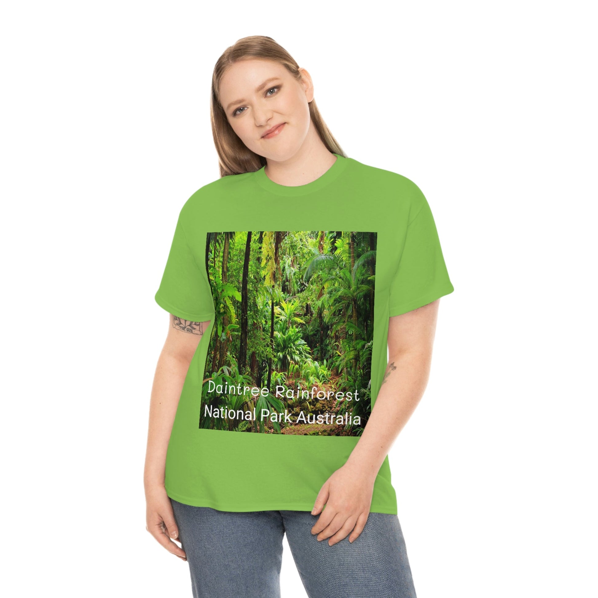 AU-PRINT UNISEX GILDAN 5000 - Heavy Cotton Tee - DAINTREE RAINFOREST National Park - Australia - Printed in AU by The Print Bar - Green Forest Home