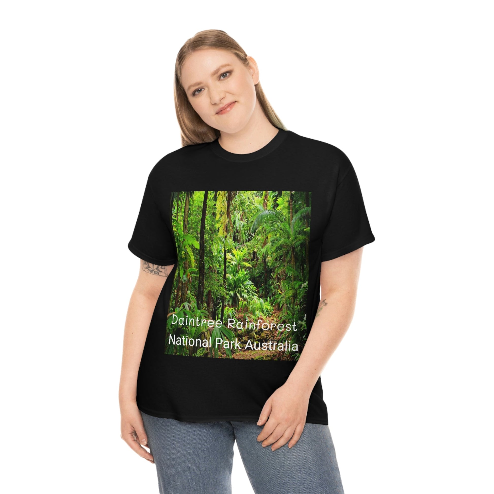 AU-PRINT UNISEX GILDAN 5000 - Heavy Cotton Tee - DAINTREE RAINFOREST National-Park - Australia - Printed in AU by The Print Bar - Green Forest Home