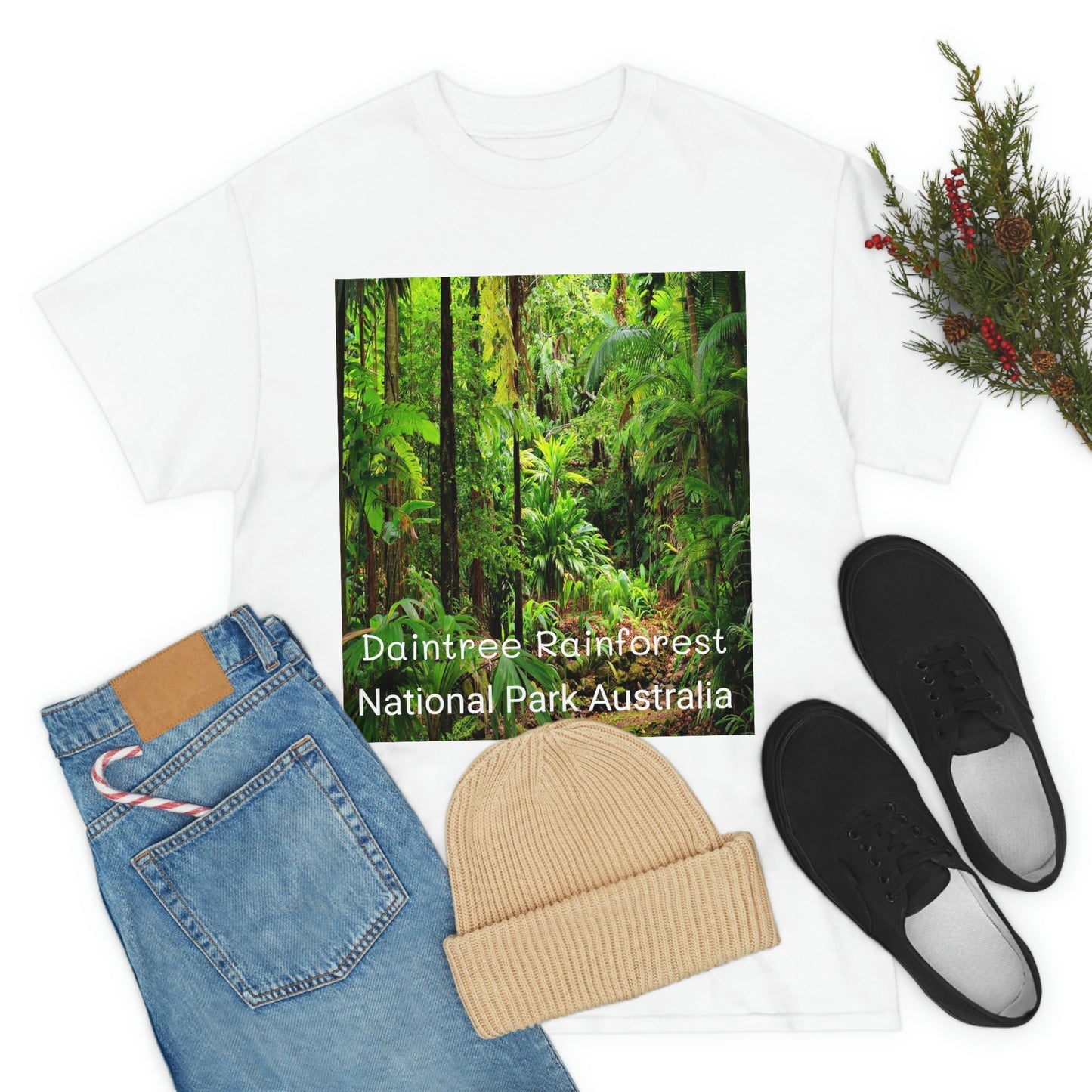 AU-PRINT UNISEX GILDAN 5000 - Heavy Cotton Tee - DAINTREE RAINFOREST National Park - Australia - Printed in AU by The Print Bar - Green Forest Home