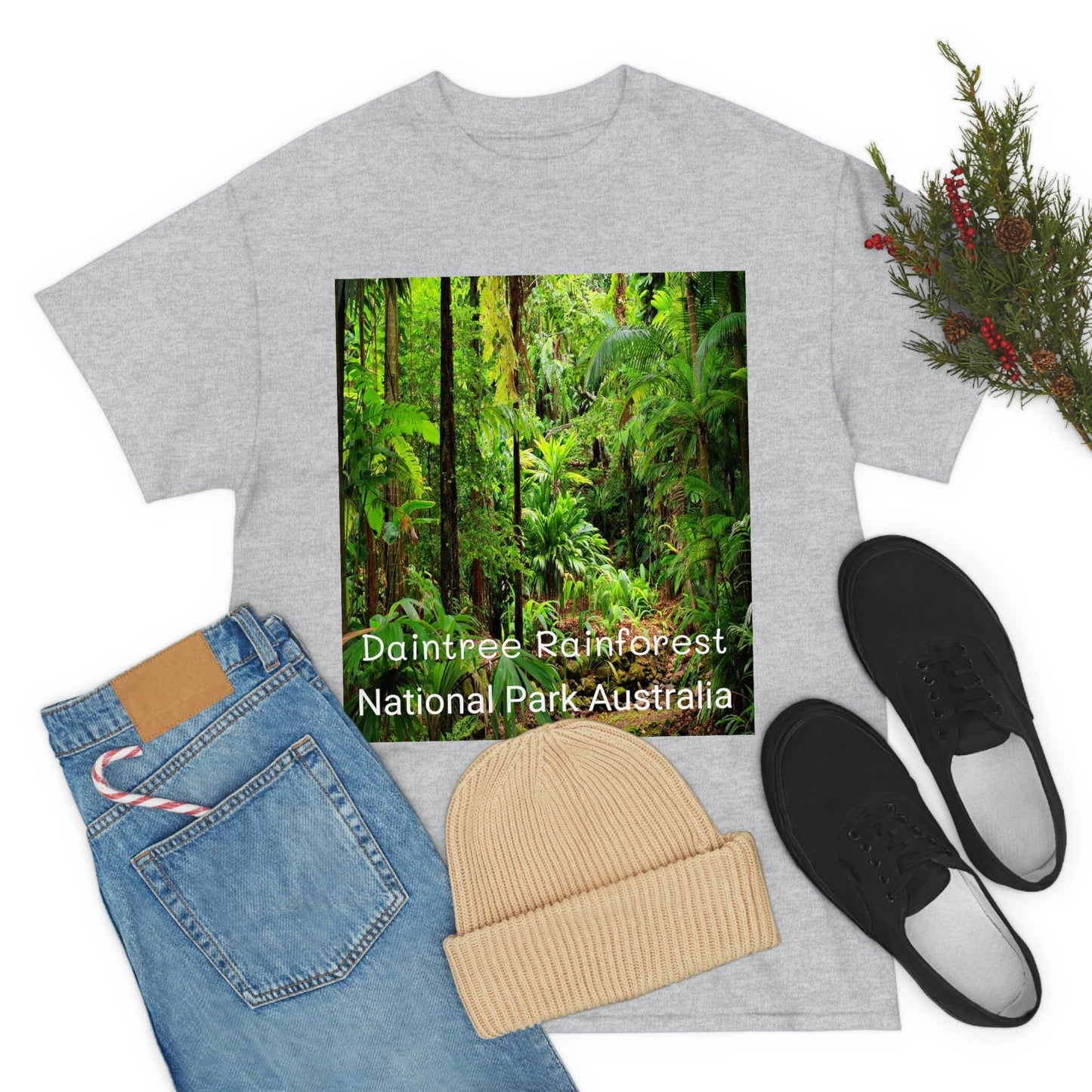 AU-PRINT UNISEX GILDAN 5000 - Heavy Cotton Tee - DAINTREE RAINFOREST National Park - Australia - Printed in AU by The Print Bar - Green Forest Home