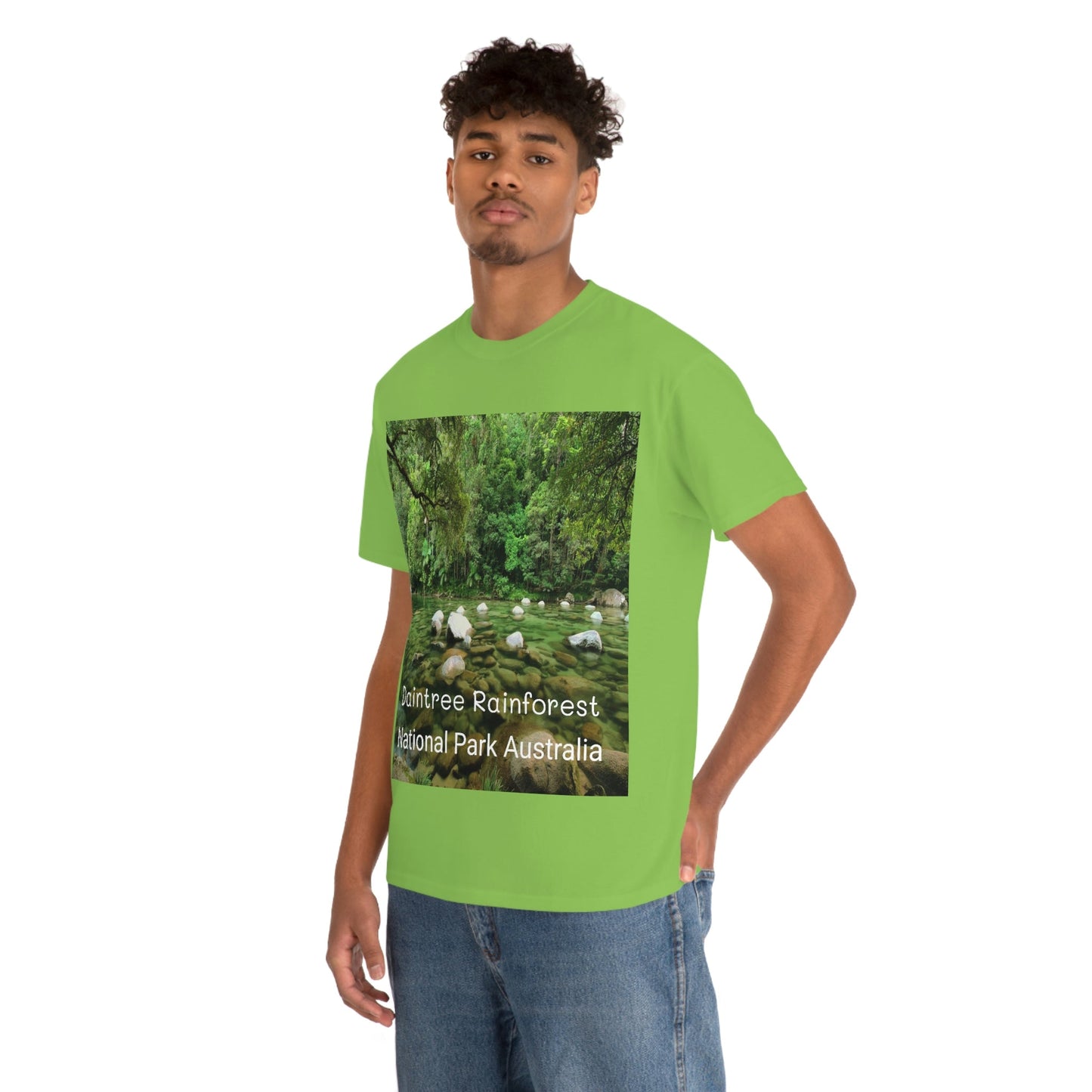 AU-PRINT UNISEX GILDAN 5000 - Heavy Cotton Tee - DAINTREE RAINFOREST National Park - Australia - Printed in AU by The Print Bar - Green Forest Home