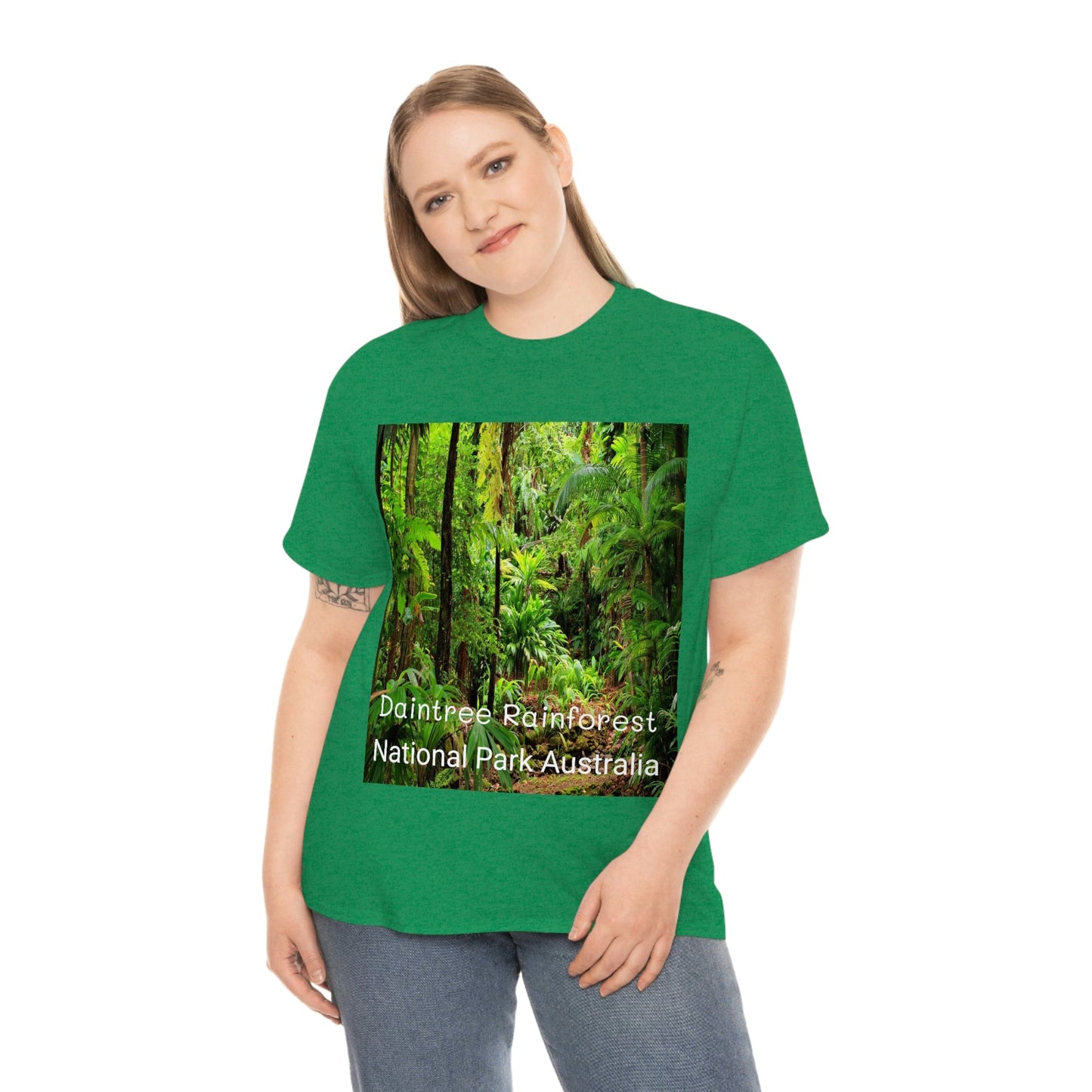 AU-PRINT UNISEX GILDAN 5000 - Heavy Cotton Tee - DAINTREE RAINFOREST National-Park - Australia - Printed in AU by The Print Bar - Green Forest Home