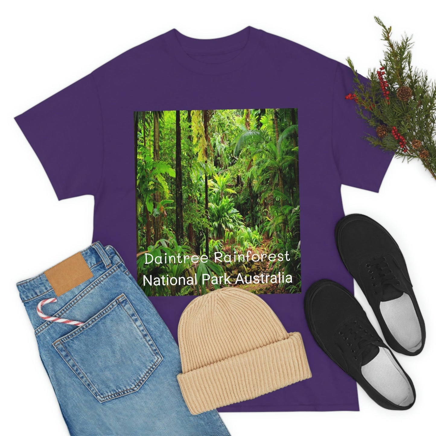 AU-PRINT UNISEX GILDAN 5000 - Heavy Cotton Tee - DAINTREE RAINFOREST National-Park - Australia - Printed in AU by The Print Bar - Green Forest Home