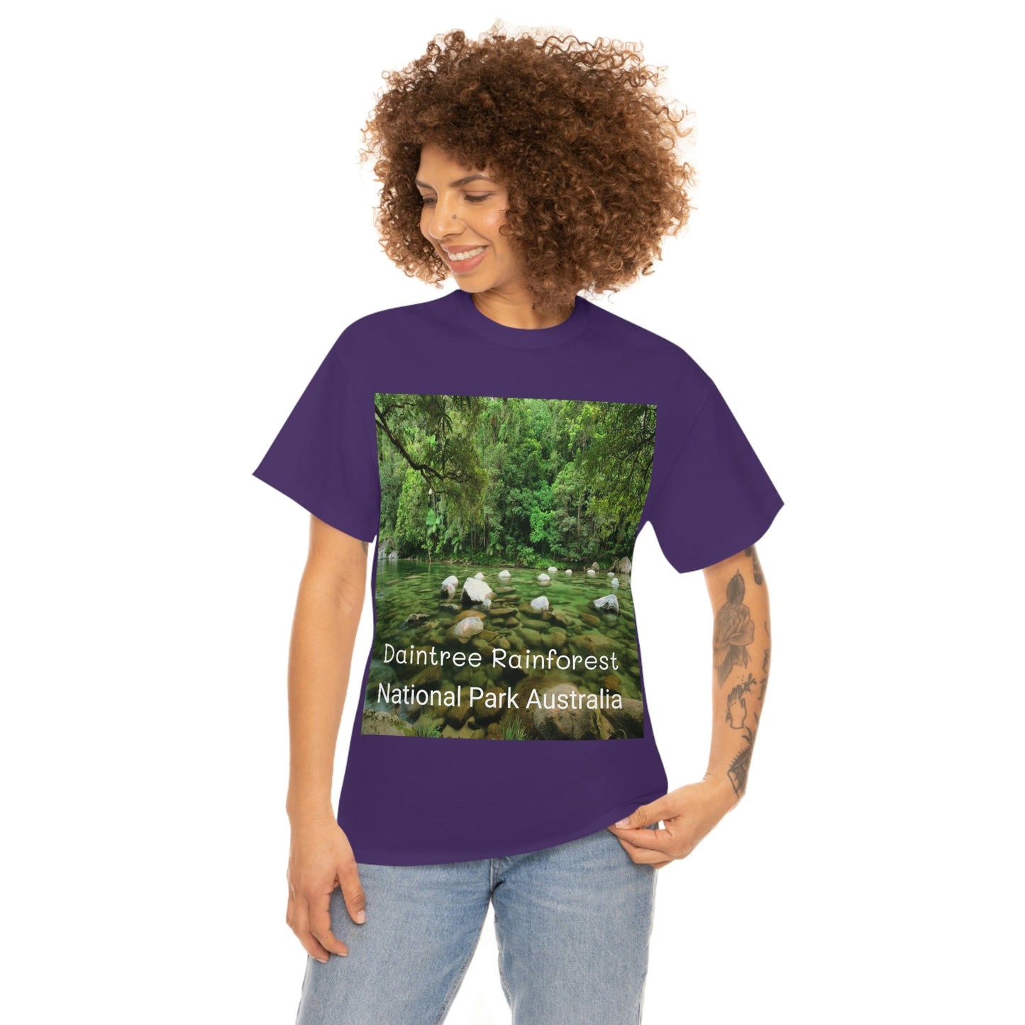 AU-PRINT UNISEX GILDAN 5000 - Heavy Cotton Tee - DAINTREE RAINFOREST National Park - Australia - Printed in AU by The Print Bar - Green Forest Home