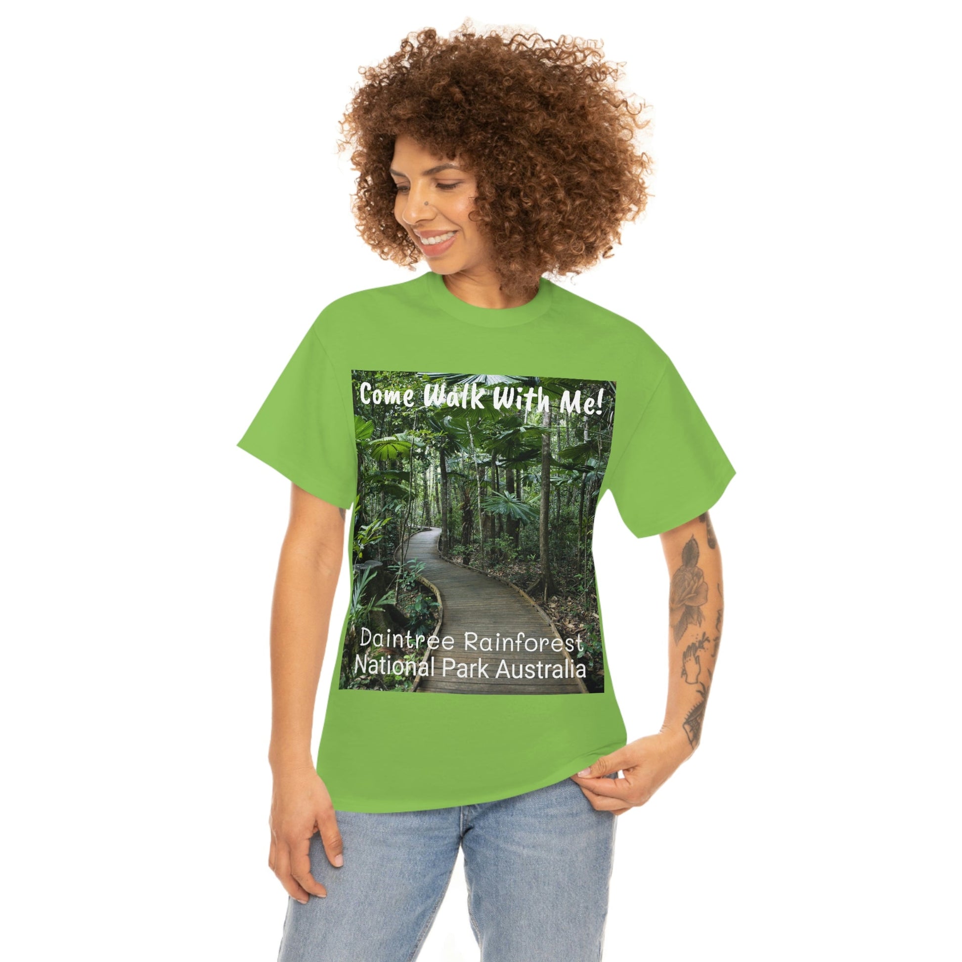 AU-PRINT UNISEX GILDAN 5000 - Heavy Cotton Tee - DAINTREE RAINFOREST National Park - Australia - Printed in AU by The Print Bar - Green Forest Home