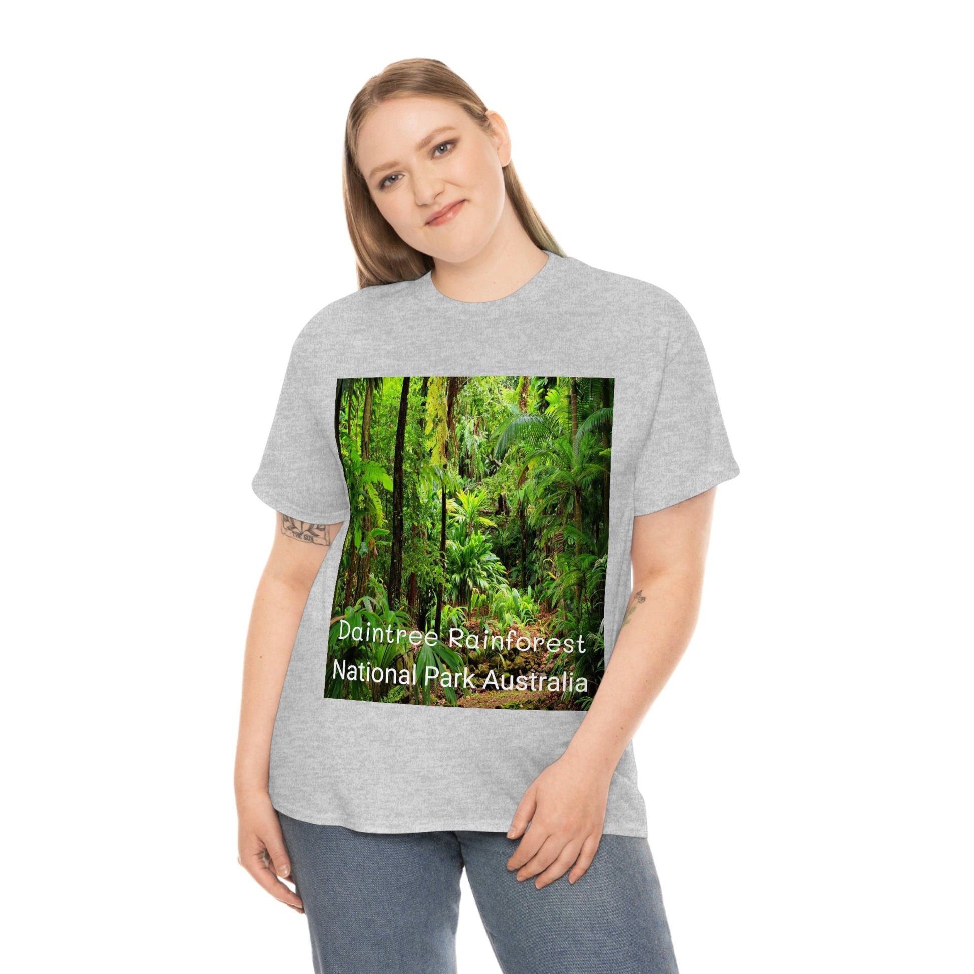 AU-PRINT UNISEX GILDAN 5000 - Heavy Cotton Tee - DAINTREE RAINFOREST National-Park - Australia - Printed in AU by The Print Bar - Green Forest Home