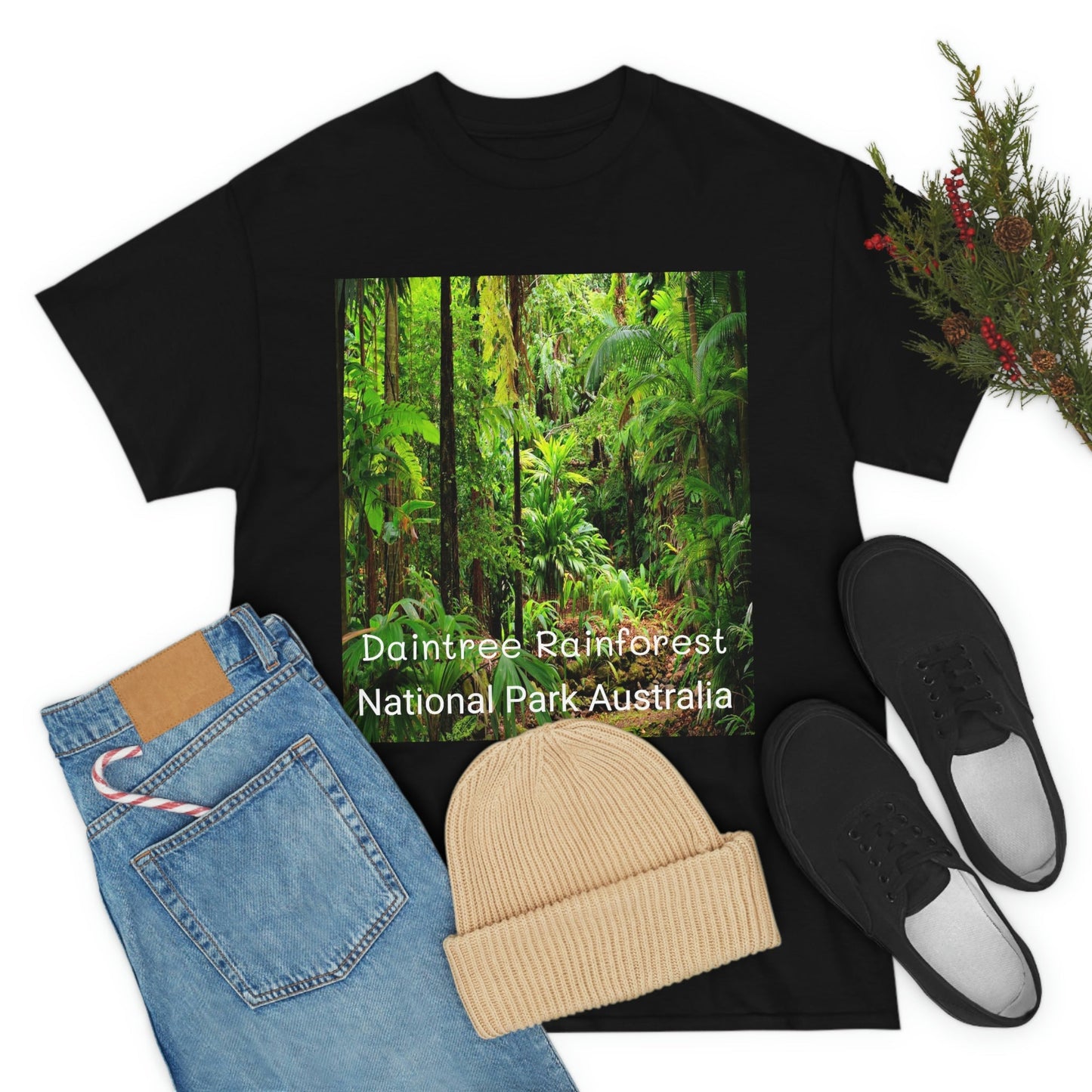 AU-PRINT UNISEX GILDAN 5000 - Heavy Cotton Tee - DAINTREE RAINFOREST National-Park - Australia - Printed in AU by The Print Bar - Green Forest Home