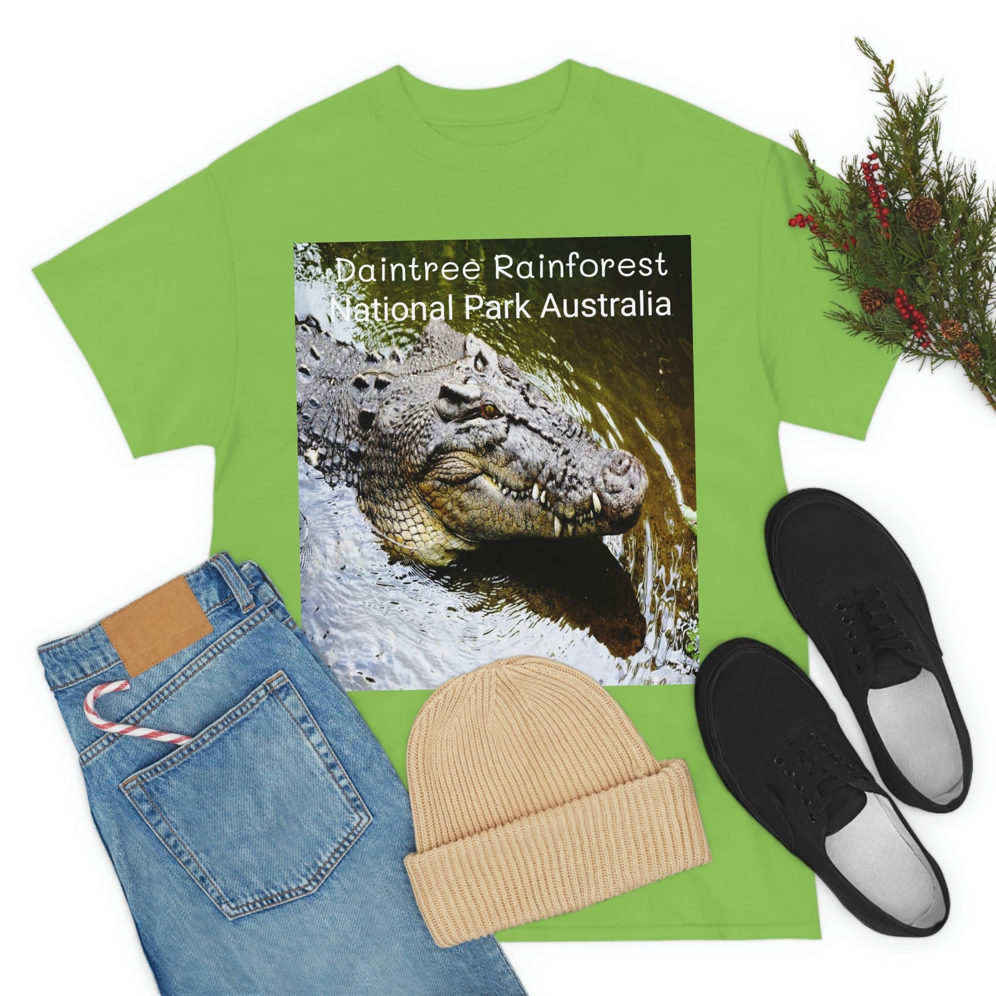 AU-PRINT UNISEX GILDAN 5000 - Heavy Cotton Tee - DAINTREE RAINFOREST National-Park - Australia - Printed in AU by The Print Bar - Green Forest Home