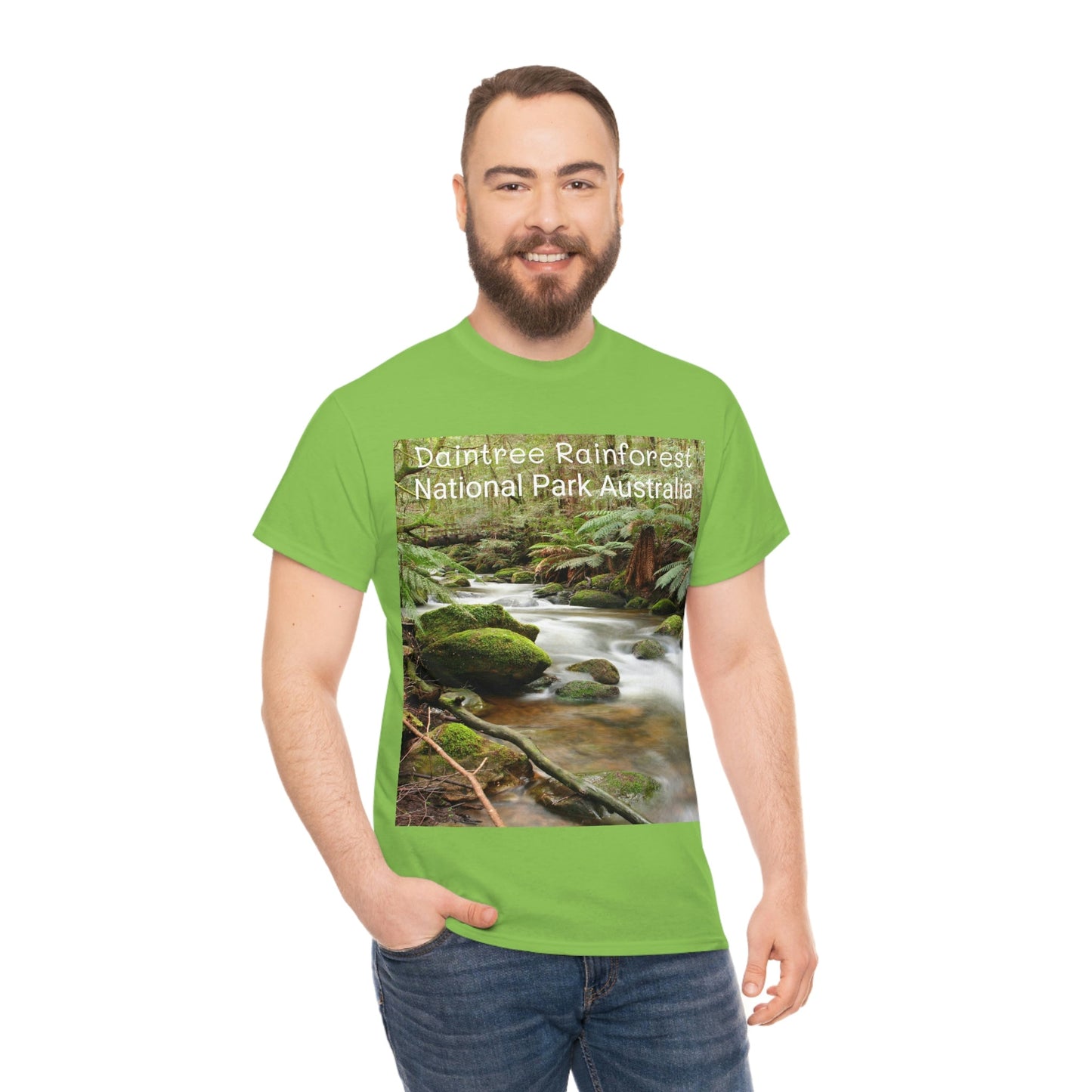 AU-PRINT UNISEX GILDAN 5000 - Heavy Cotton Tee - DAINTREE RAINFOREST National Park - Australia - Printed in AU by The Print Bar - Green Forest Home