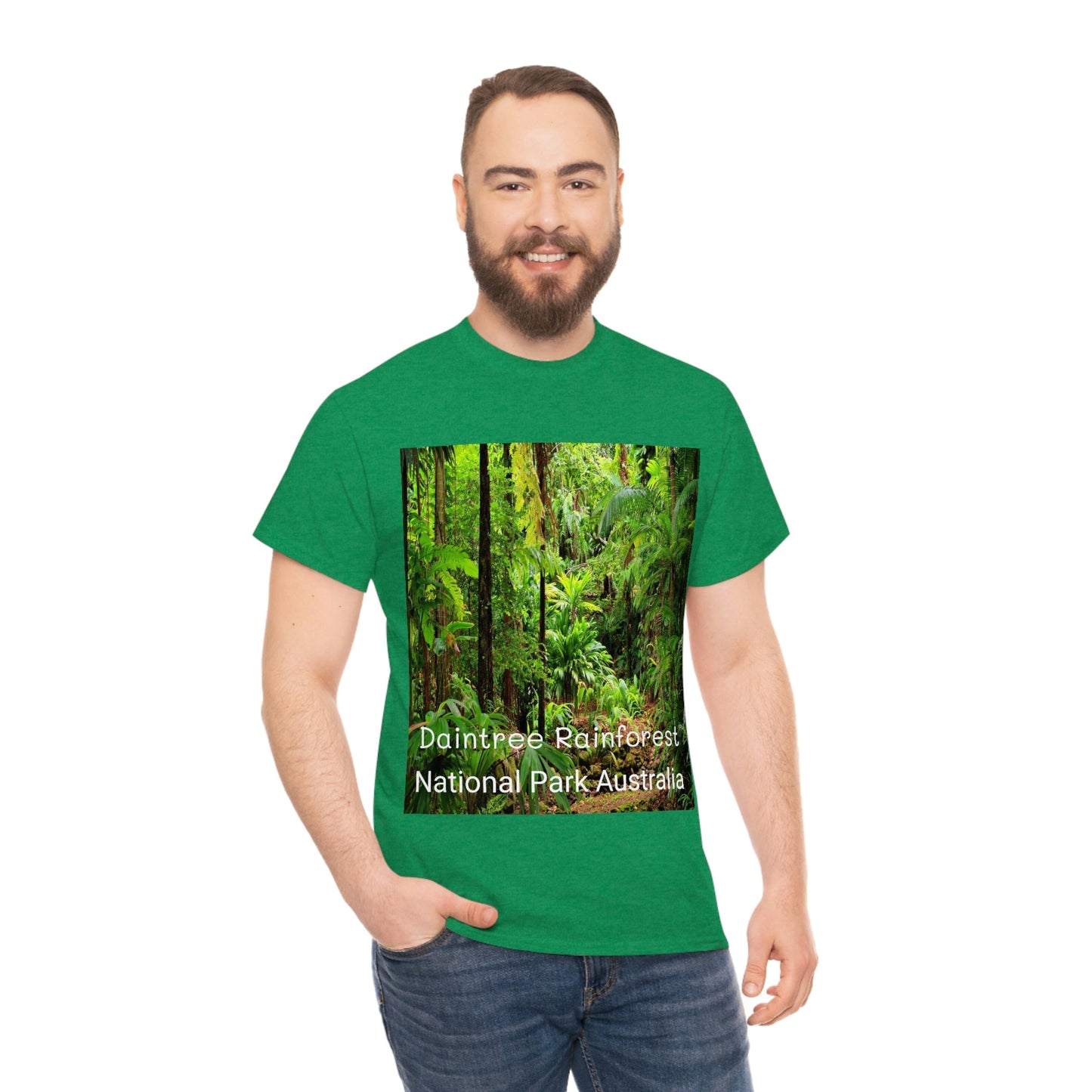 AU-PRINT UNISEX GILDAN 5000 - Heavy Cotton Tee - DAINTREE RAINFOREST National Park - Australia - Printed in AU by The Print Bar - Green Forest Home