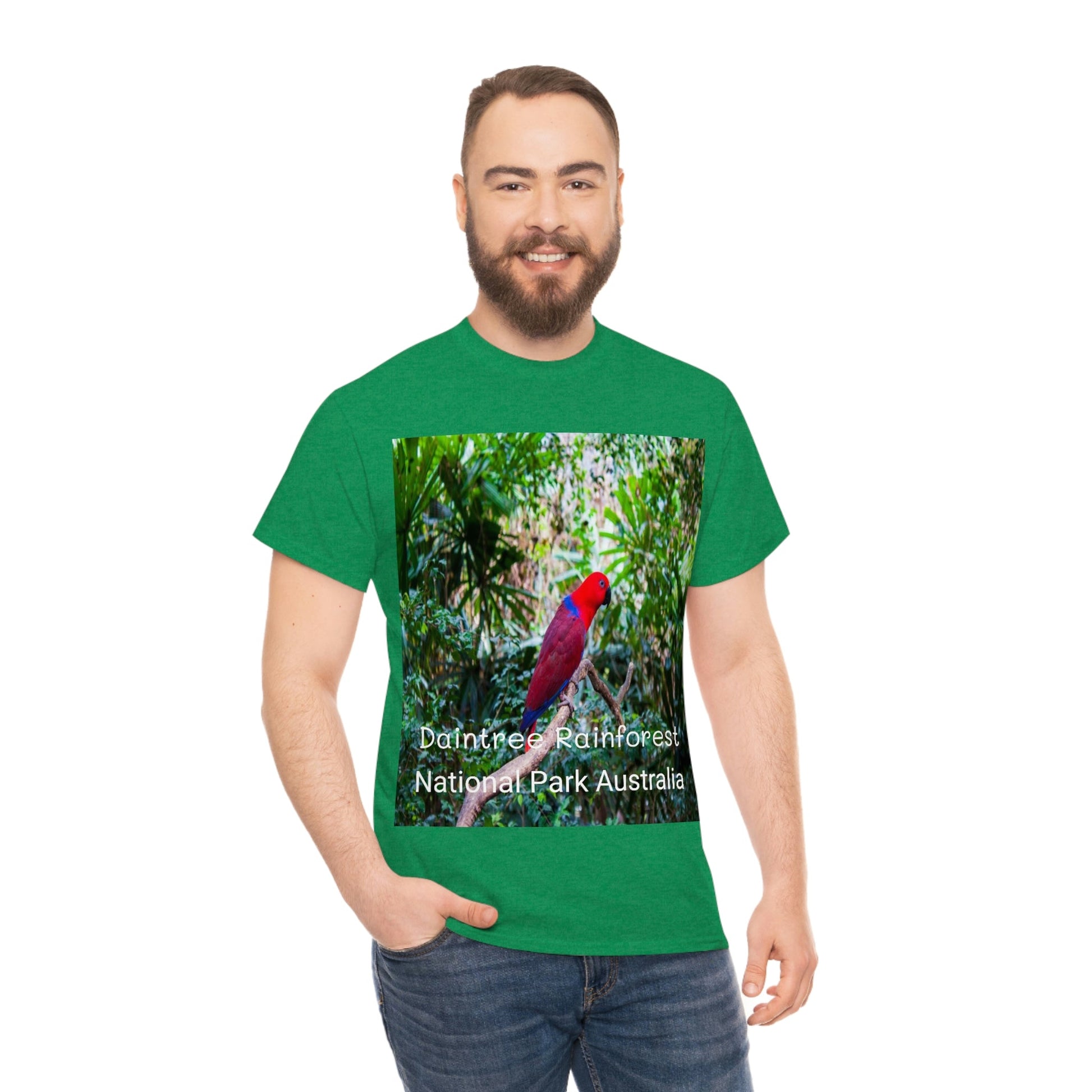 AU-PRINT UNISEX GILDAN 5000 - Heavy Cotton Tee - DAINTREE RAINFOREST National Park - Australia - Printed in AU by The Print Bar - Green Forest Home