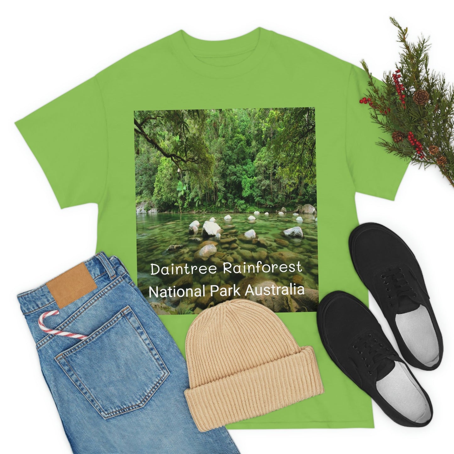 AU-PRINT UNISEX GILDAN 5000 - Heavy Cotton Tee - DAINTREE RAINFOREST National Park - Australia - Printed in AU by The Print Bar - Green Forest Home