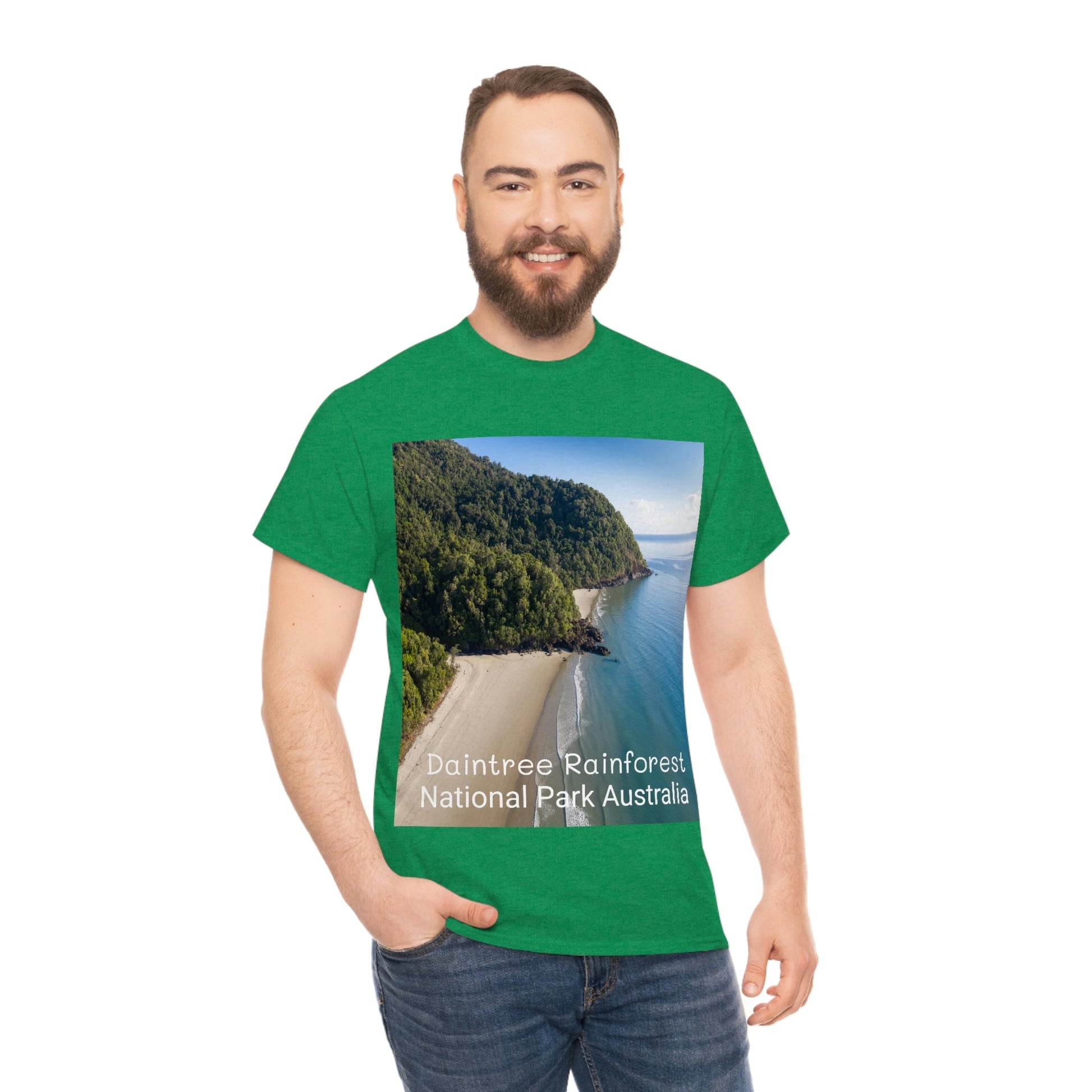 AU-PRINT UNISEX GILDAN 5000 - Heavy Cotton Tee - DAINTREE RAINFOREST National Park - Australia - Printed in AU by The Print Bar - Green Forest Home