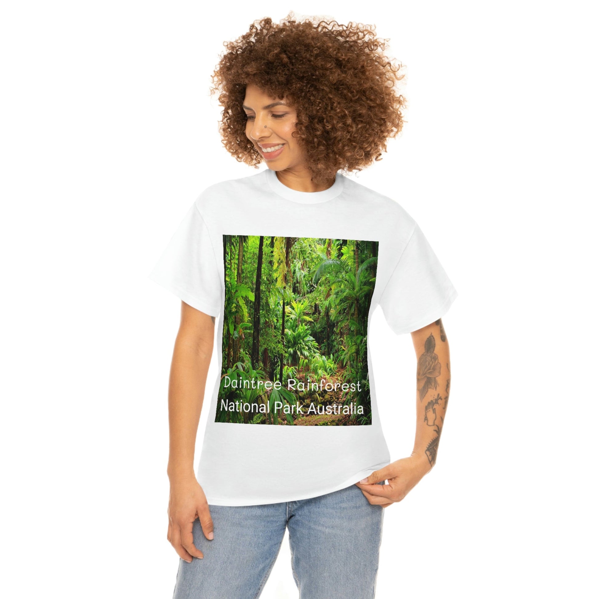 AU-PRINT UNISEX GILDAN 5000 - Heavy Cotton Tee - DAINTREE RAINFOREST National Park - Australia - Printed in AU by The Print Bar - Green Forest Home