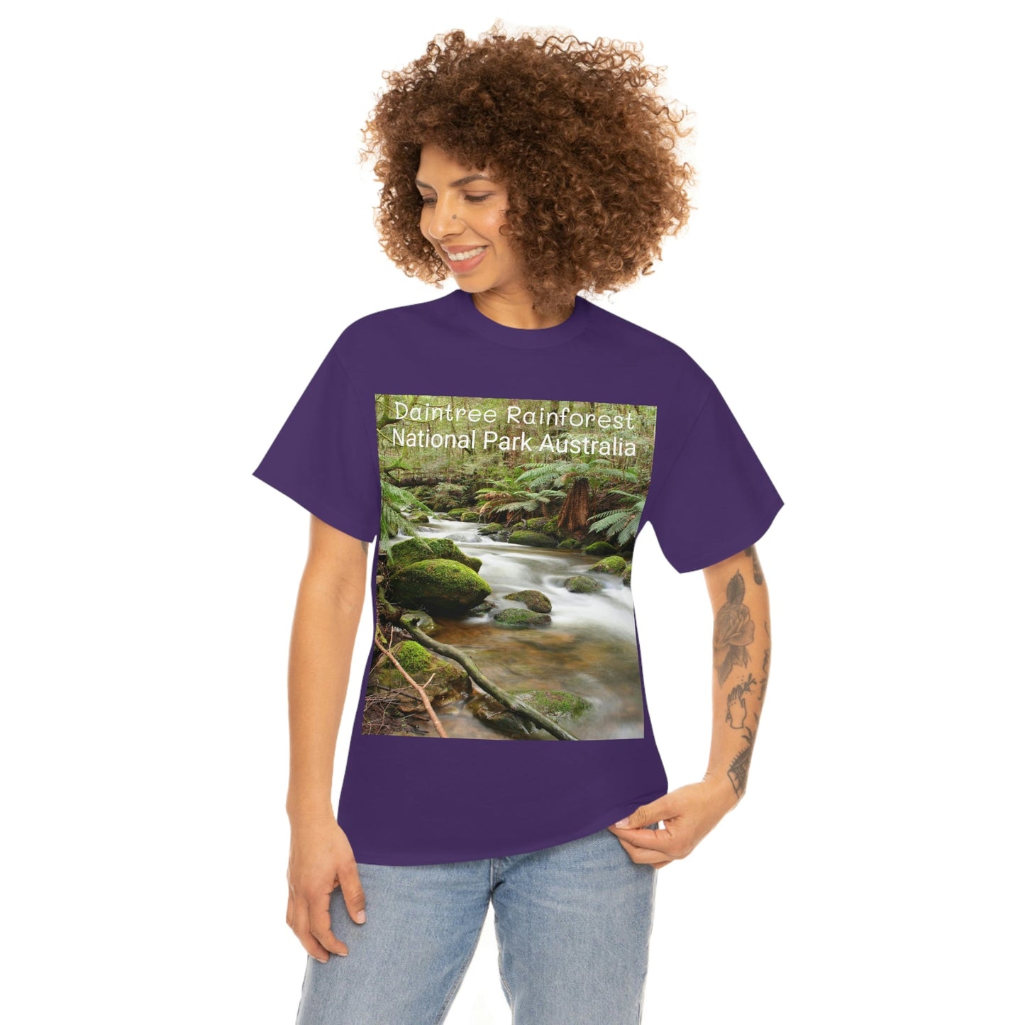 AU-PRINT UNISEX GILDAN 5000 - Heavy Cotton Tee - DAINTREE RAINFOREST National Park - Australia - Printed in AU by The Print Bar - Green Forest Home