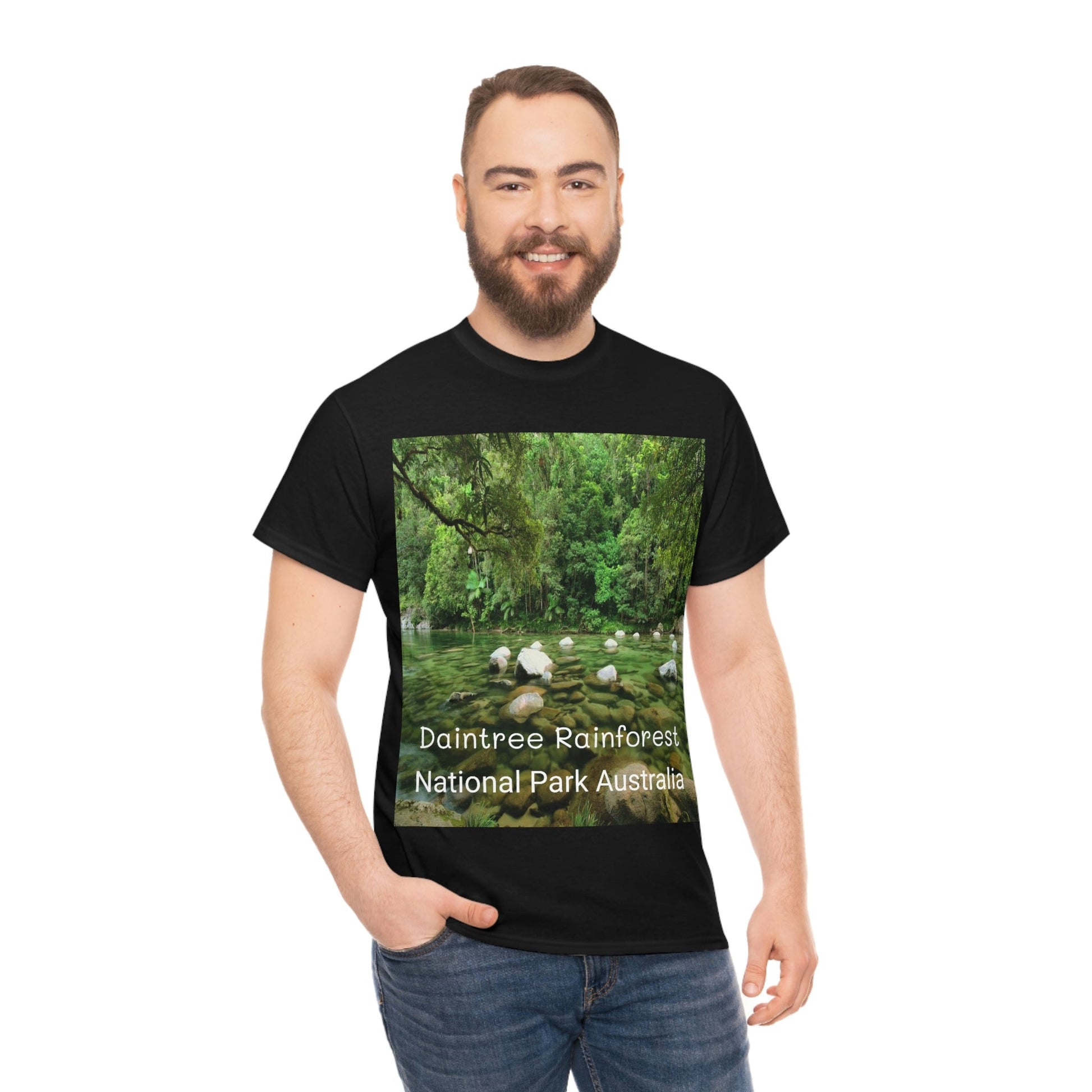 AU-PRINT UNISEX GILDAN 5000 - Heavy Cotton Tee - DAINTREE RAINFOREST National Park - Australia - Printed in AU by The Print Bar - Green Forest Home