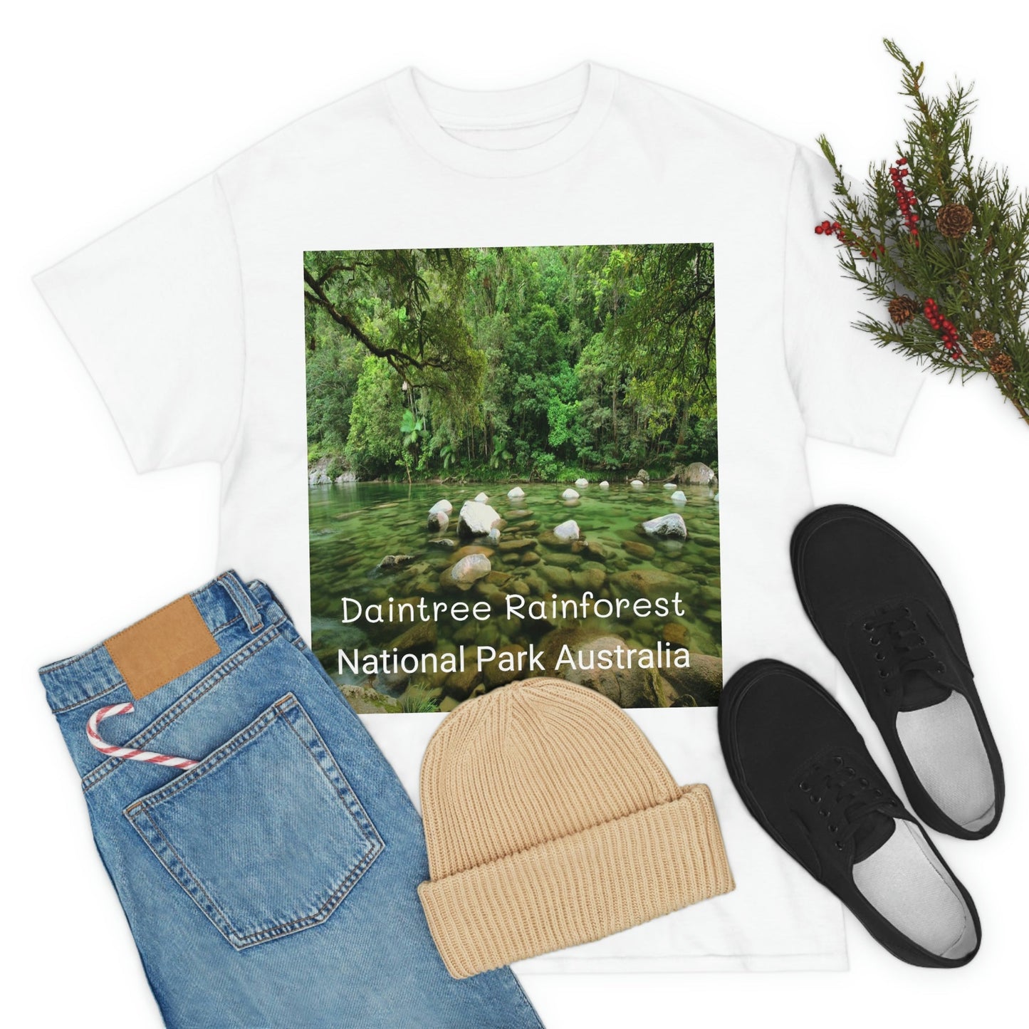 AU-PRINT UNISEX GILDAN 5000 - Heavy Cotton Tee - DAINTREE RAINFOREST National Park - Australia - Printed in AU by The Print Bar - Green Forest Home