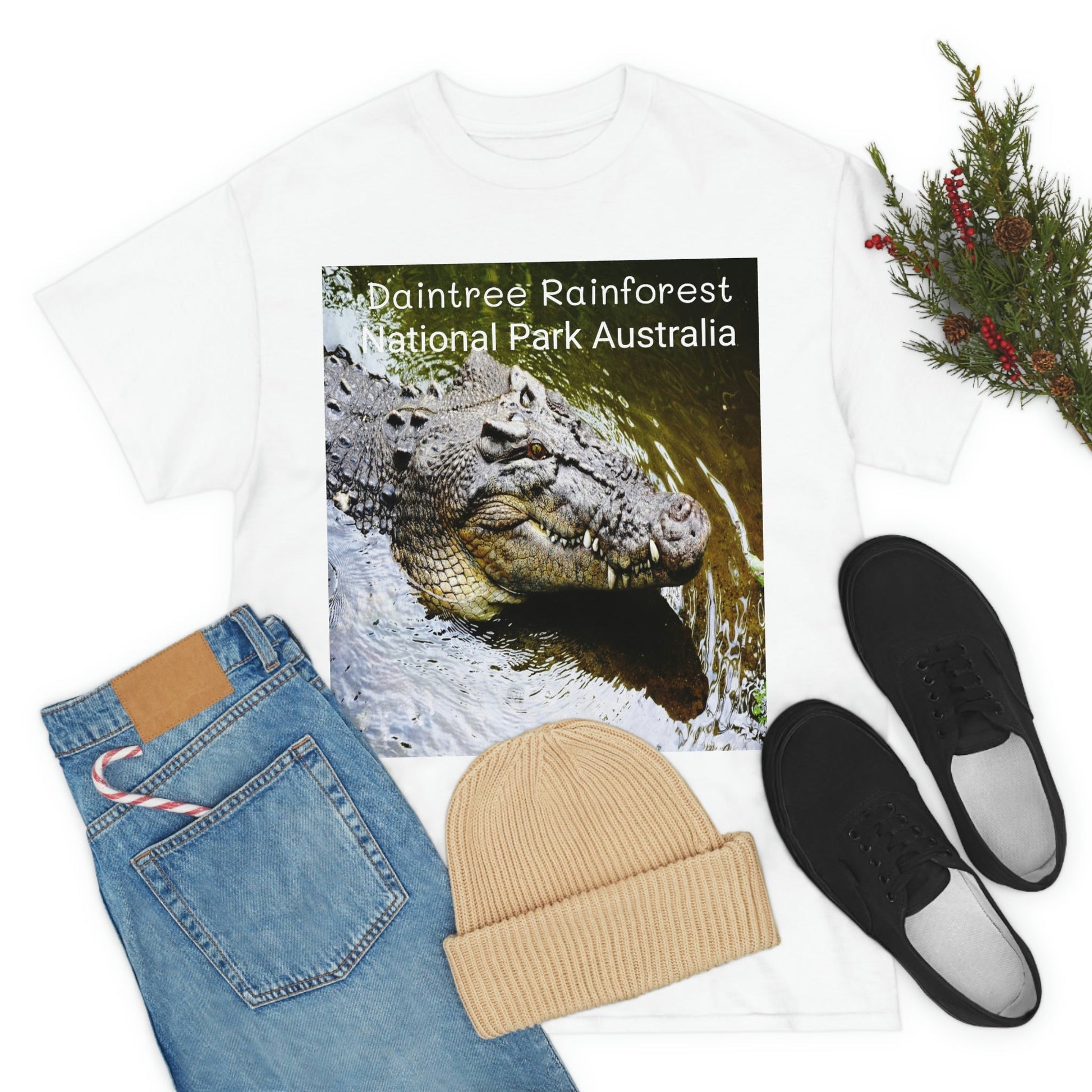 AU-PRINT UNISEX GILDAN 5000 - Heavy Cotton Tee - DAINTREE RAINFOREST National-Park - Australia - Printed in AU by The Print Bar - Green Forest Home