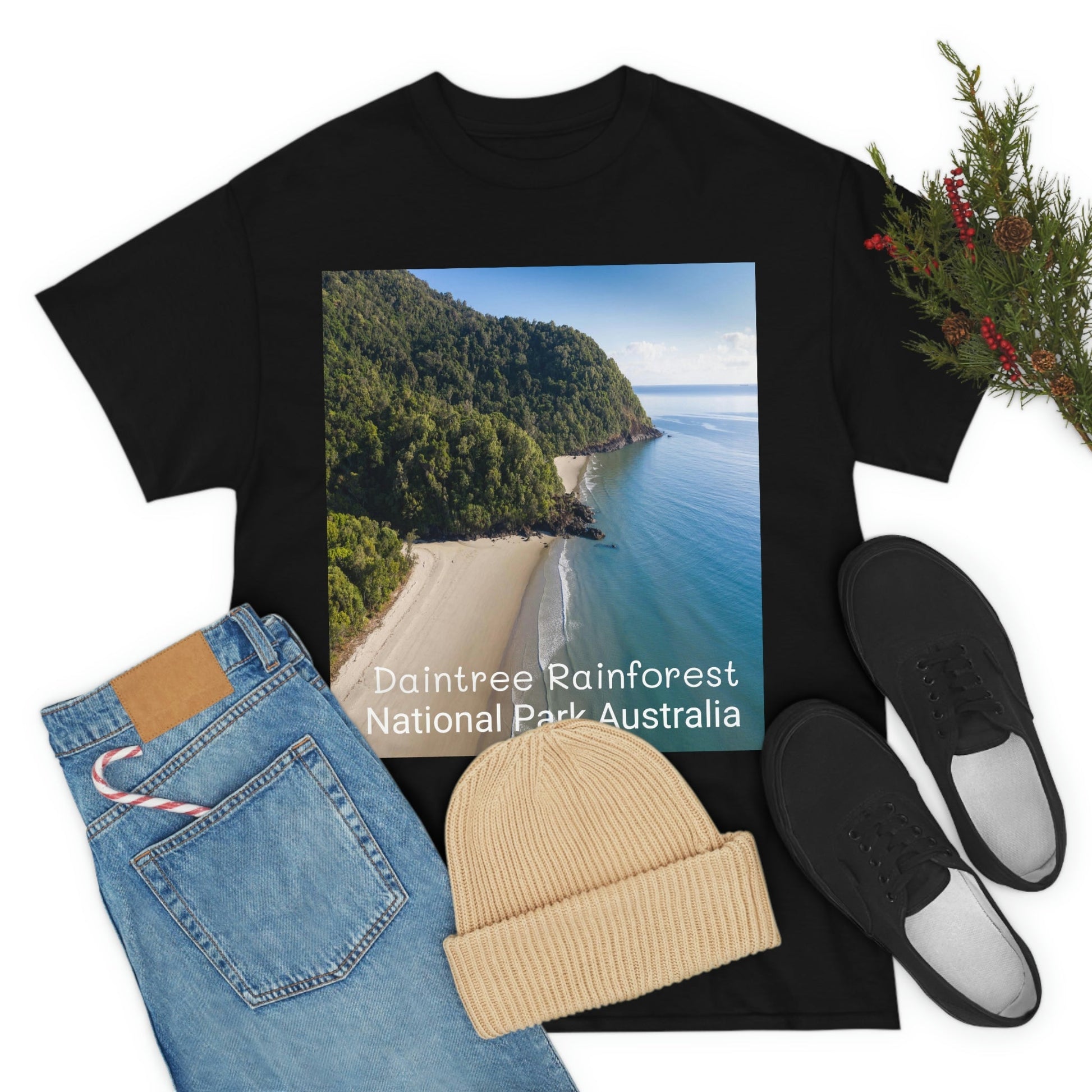 AU-PRINT UNISEX GILDAN 5000 - Heavy Cotton Tee - DAINTREE RAINFOREST National Park - Australia - Printed in AU by The Print Bar - Green Forest Home