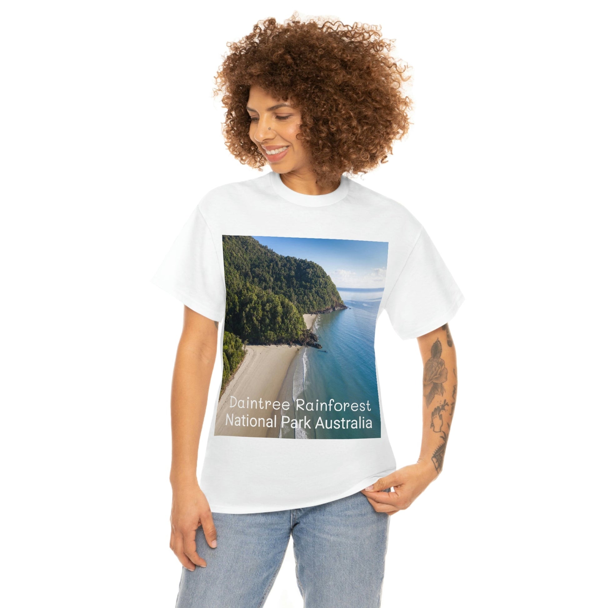 AU-PRINT UNISEX GILDAN 5000 - Heavy Cotton Tee - DAINTREE RAINFOREST National Park - Australia - Printed in AU by The Print Bar - Green Forest Home