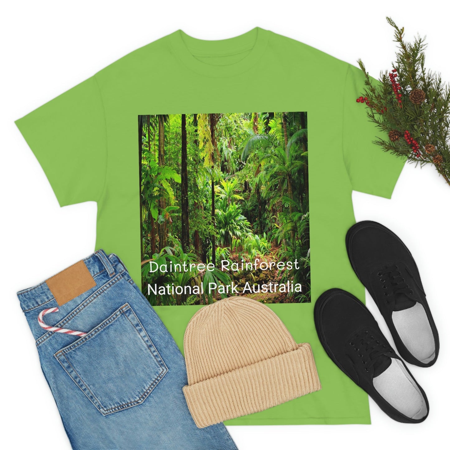 AU-PRINT UNISEX GILDAN 5000 - Heavy Cotton Tee - DAINTREE RAINFOREST National Park - Australia - Printed in AU by The Print Bar - Green Forest Home