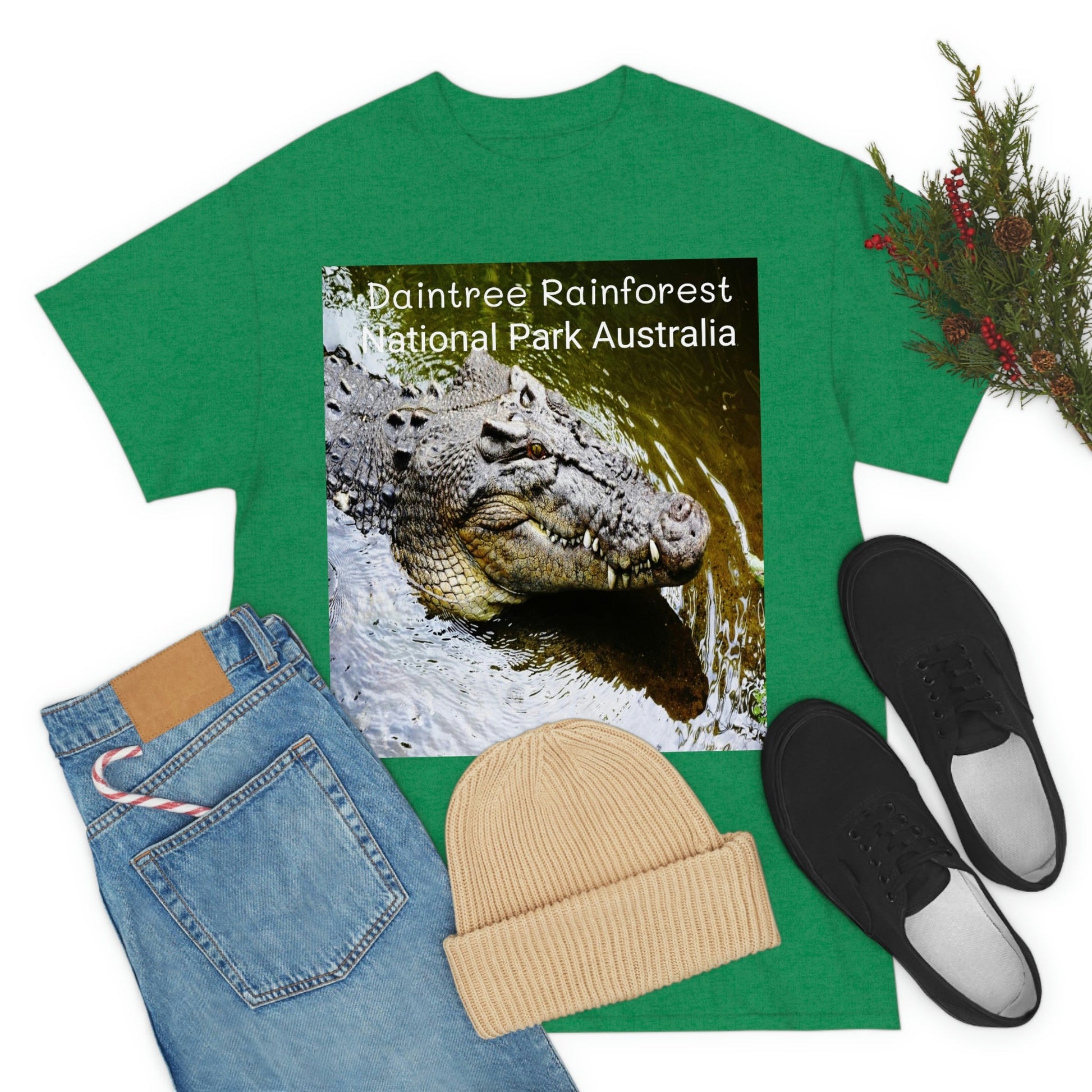 AU-PRINT UNISEX GILDAN 5000 - Heavy Cotton Tee - DAINTREE RAINFOREST National-Park - Australia - Printed in AU by The Print Bar - Green Forest Home