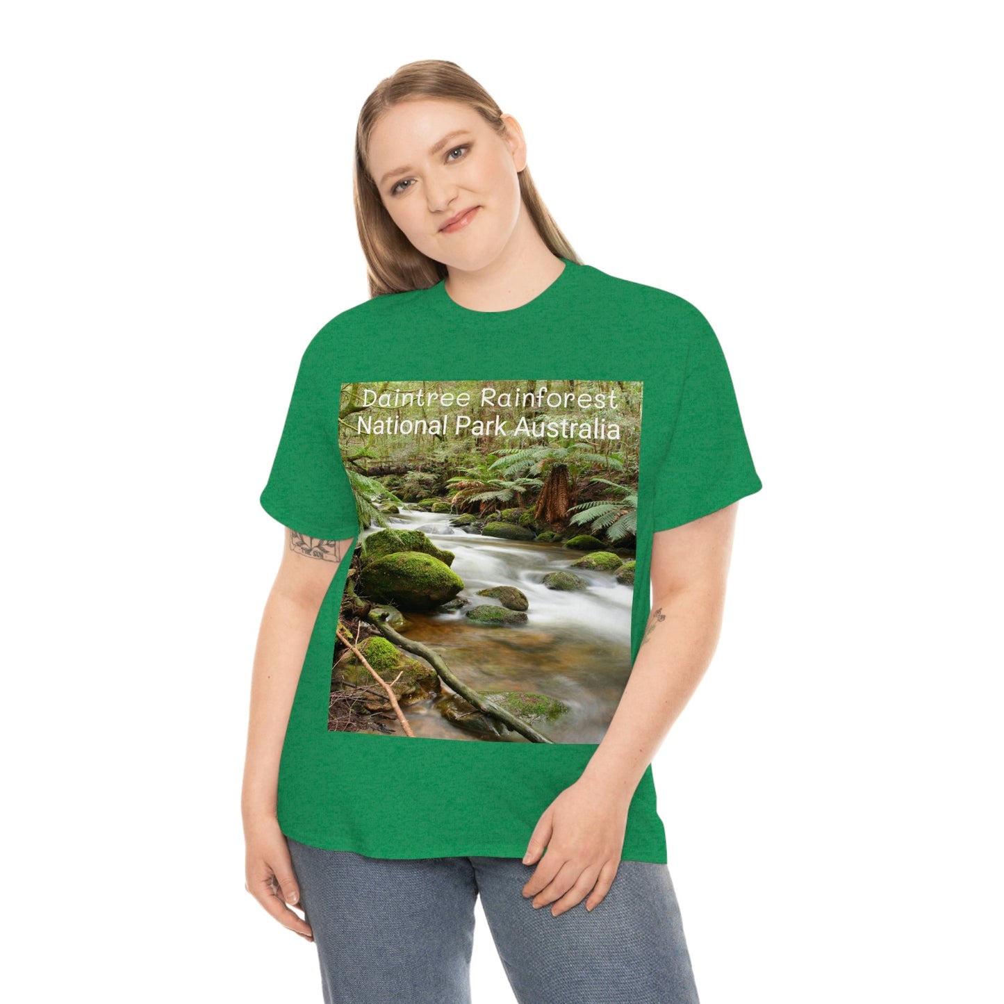 AU-PRINT UNISEX GILDAN 5000 - Heavy Cotton Tee - DAINTREE RAINFOREST National Park - Australia - Printed in AU by The Print Bar - Green Forest Home