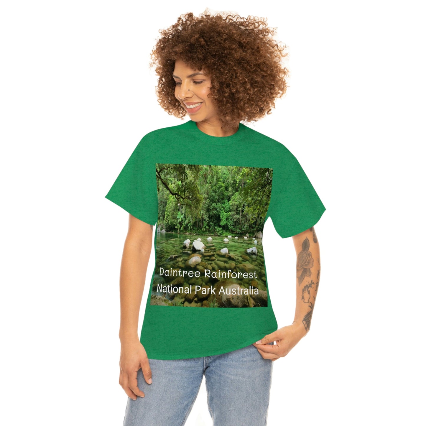 AU-PRINT UNISEX GILDAN 5000 - Heavy Cotton Tee - DAINTREE RAINFOREST National Park - Australia - Printed in AU by The Print Bar - Green Forest Home