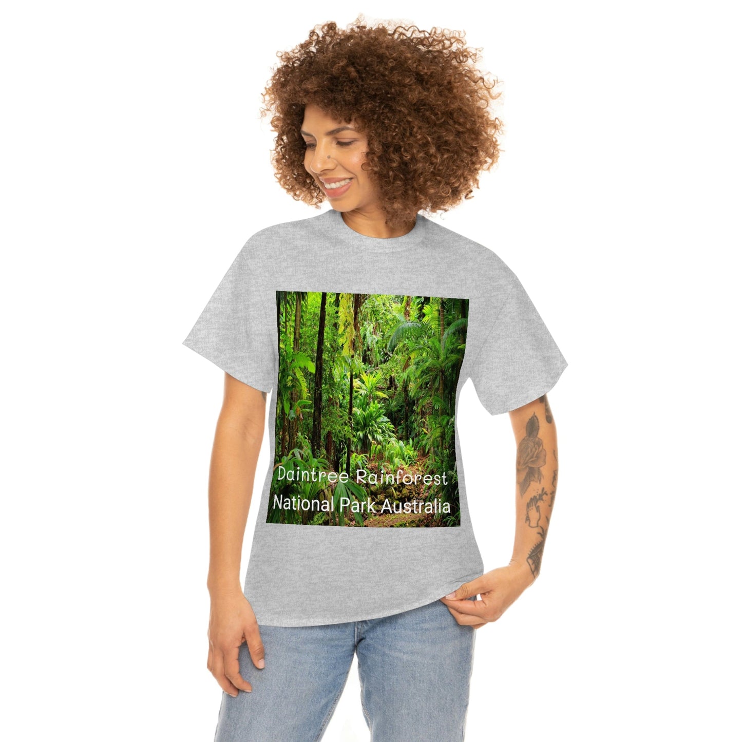 AU-PRINT UNISEX GILDAN 5000 - Heavy Cotton Tee - DAINTREE RAINFOREST National-Park - Australia - Printed in AU by The Print Bar - Green Forest Home