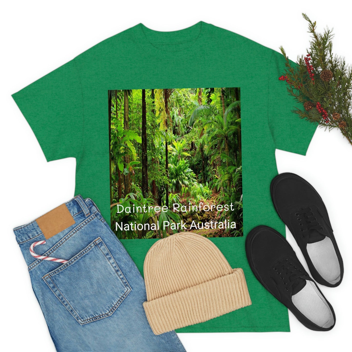 AU-PRINT UNISEX GILDAN 5000 - Heavy Cotton Tee - DAINTREE RAINFOREST National Park - Australia - Printed in AU by The Print Bar - Green Forest Home