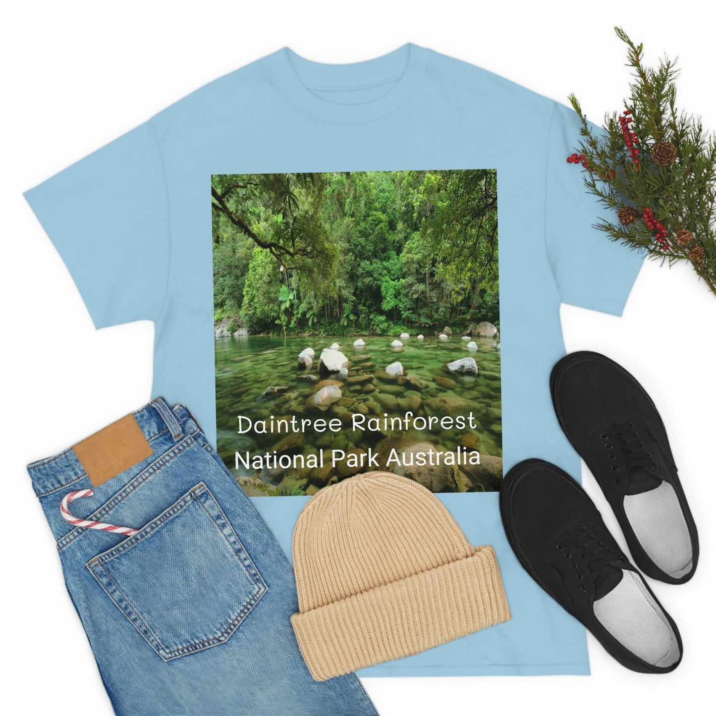 AU-PRINT UNISEX GILDAN 5000 - Heavy Cotton Tee - DAINTREE RAINFOREST National Park - Australia - Printed in AU by The Print Bar - Green Forest Home