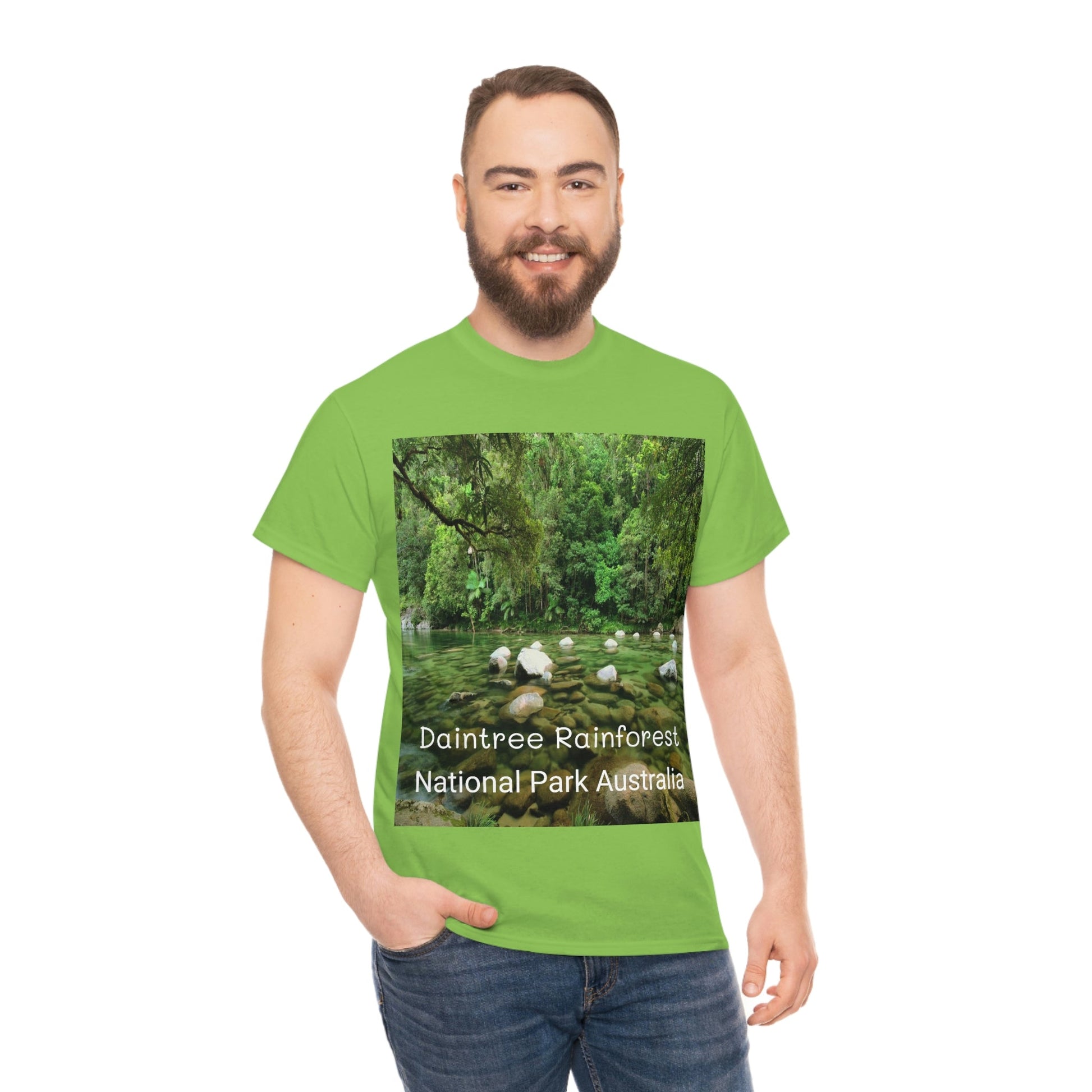 AU-PRINT UNISEX GILDAN 5000 - Heavy Cotton Tee - DAINTREE RAINFOREST National Park - Australia - Printed in AU by The Print Bar - Green Forest Home